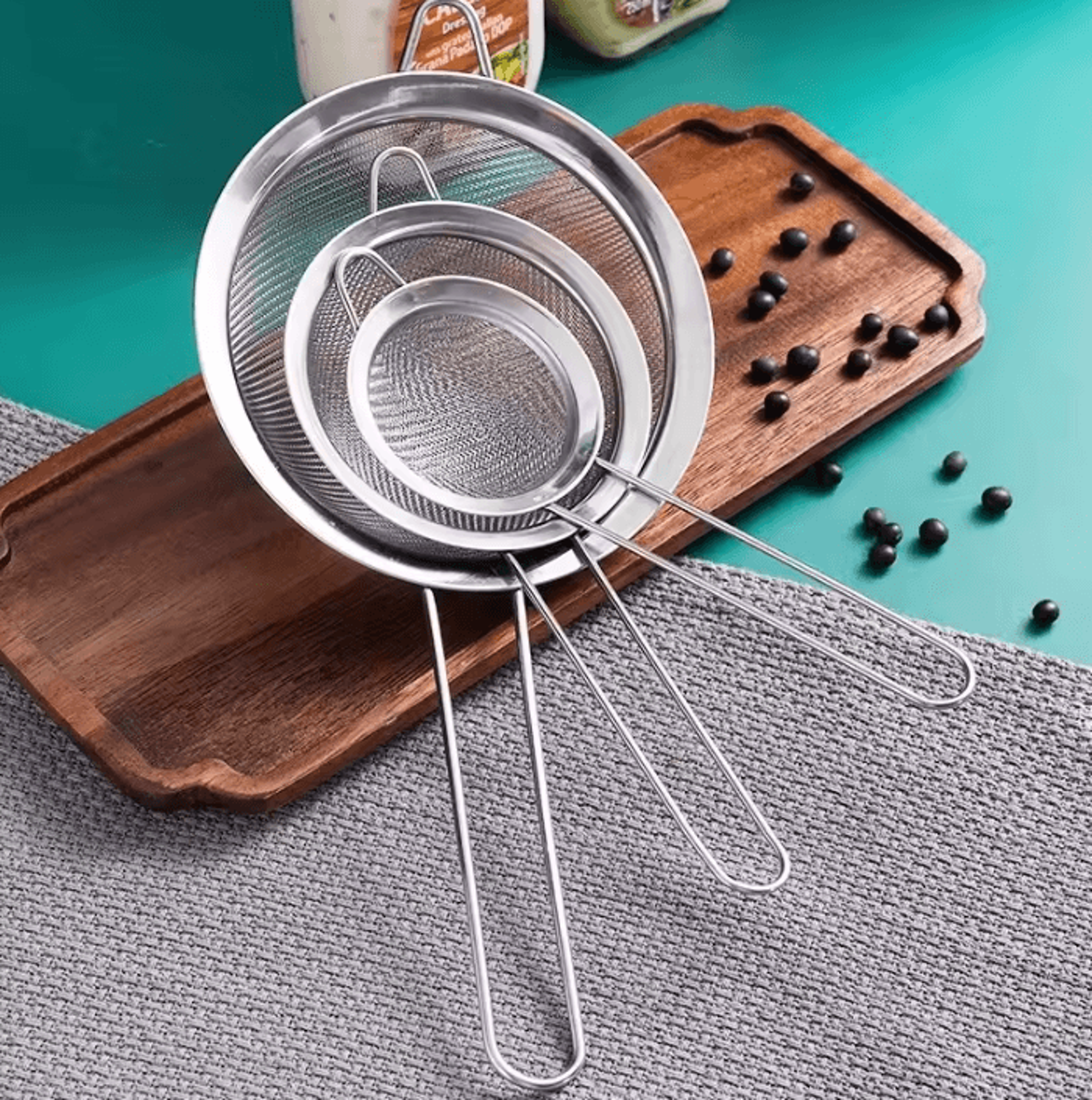 3Pcs Stainless Steel Extra Fine Mesh Strainer Set 5