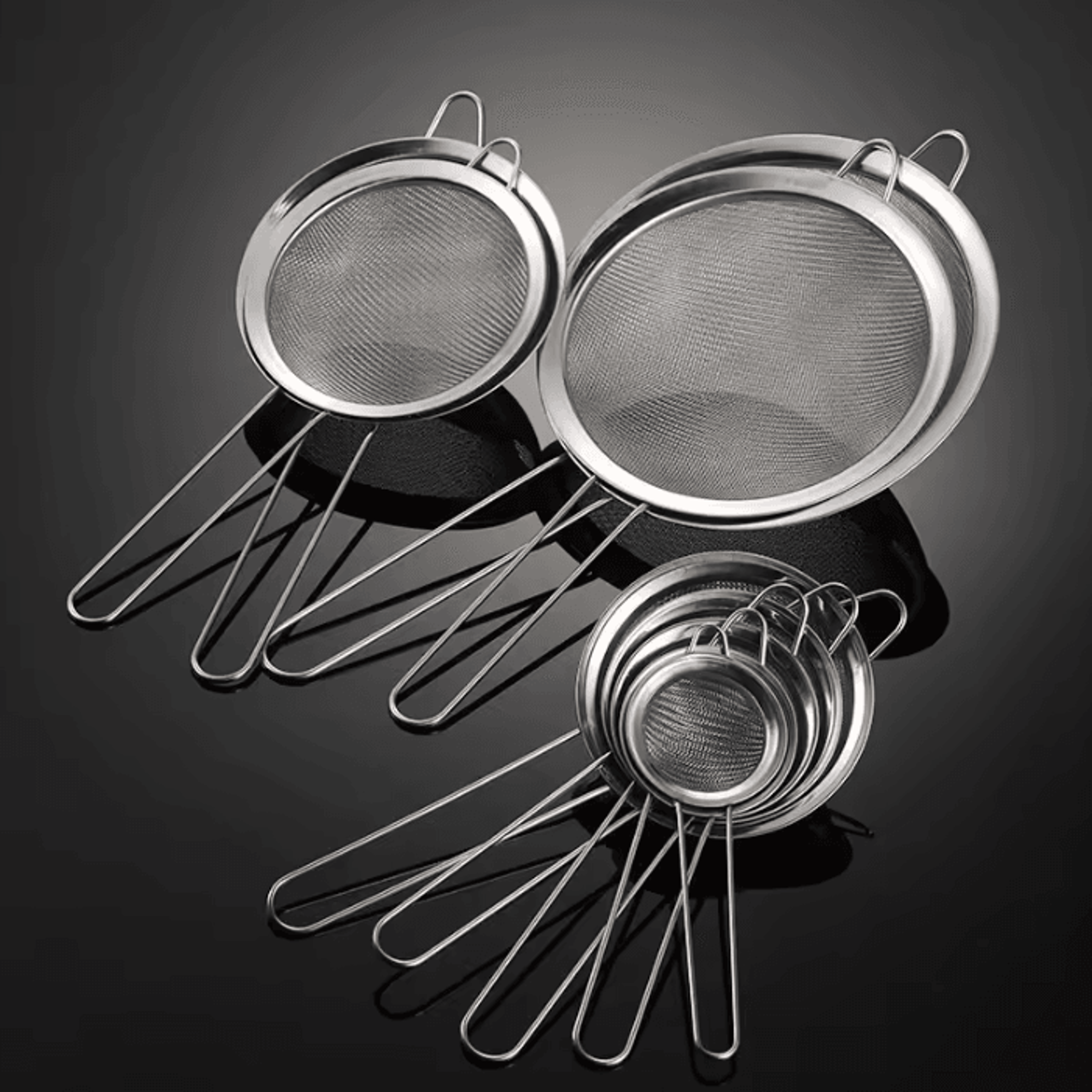 3Pcs Stainless Steel Extra Fine Mesh Strainer Set 0
