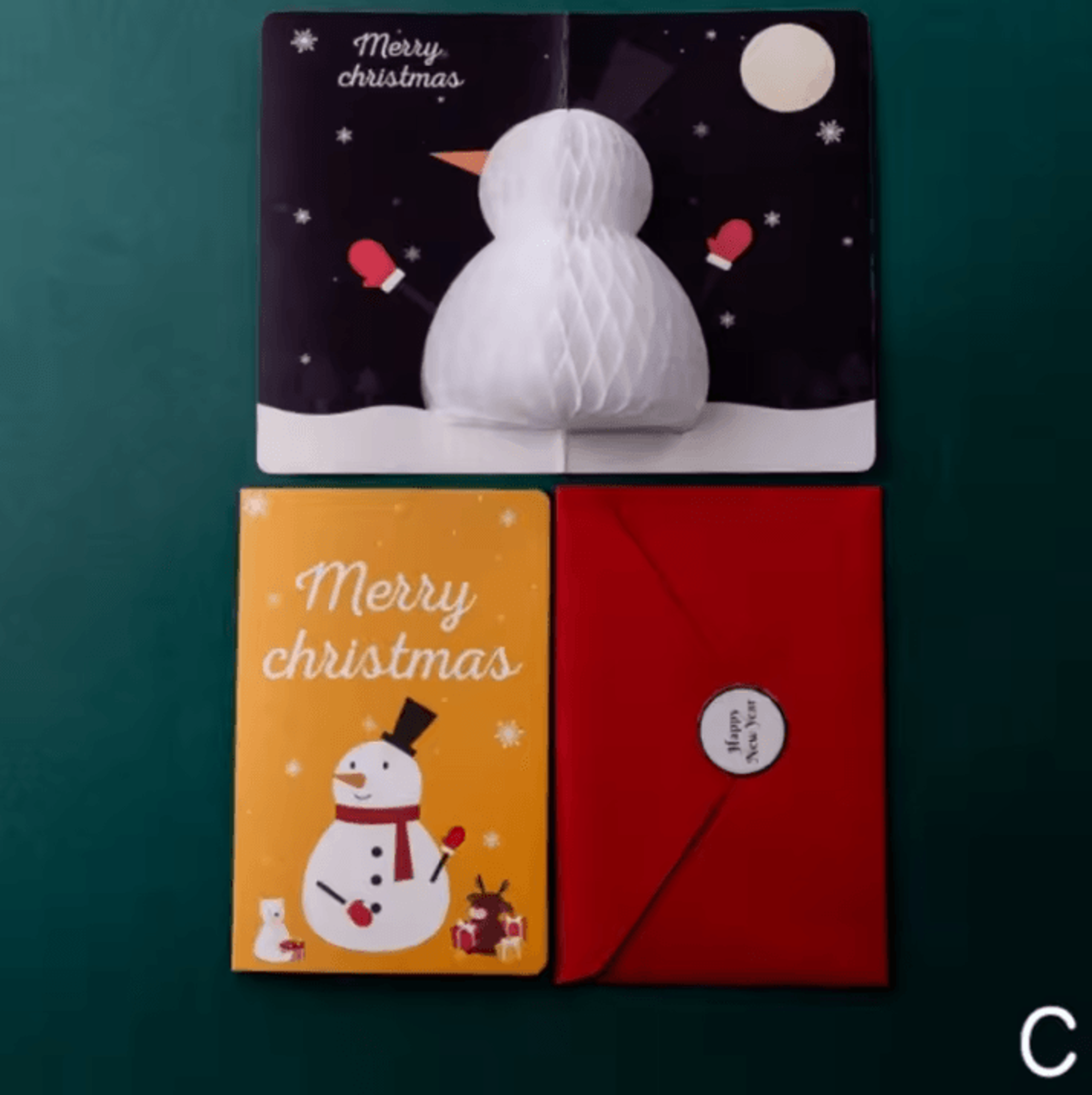 3D Pop Up Christmas Cards With Envelopes And Sealing Stickers 8