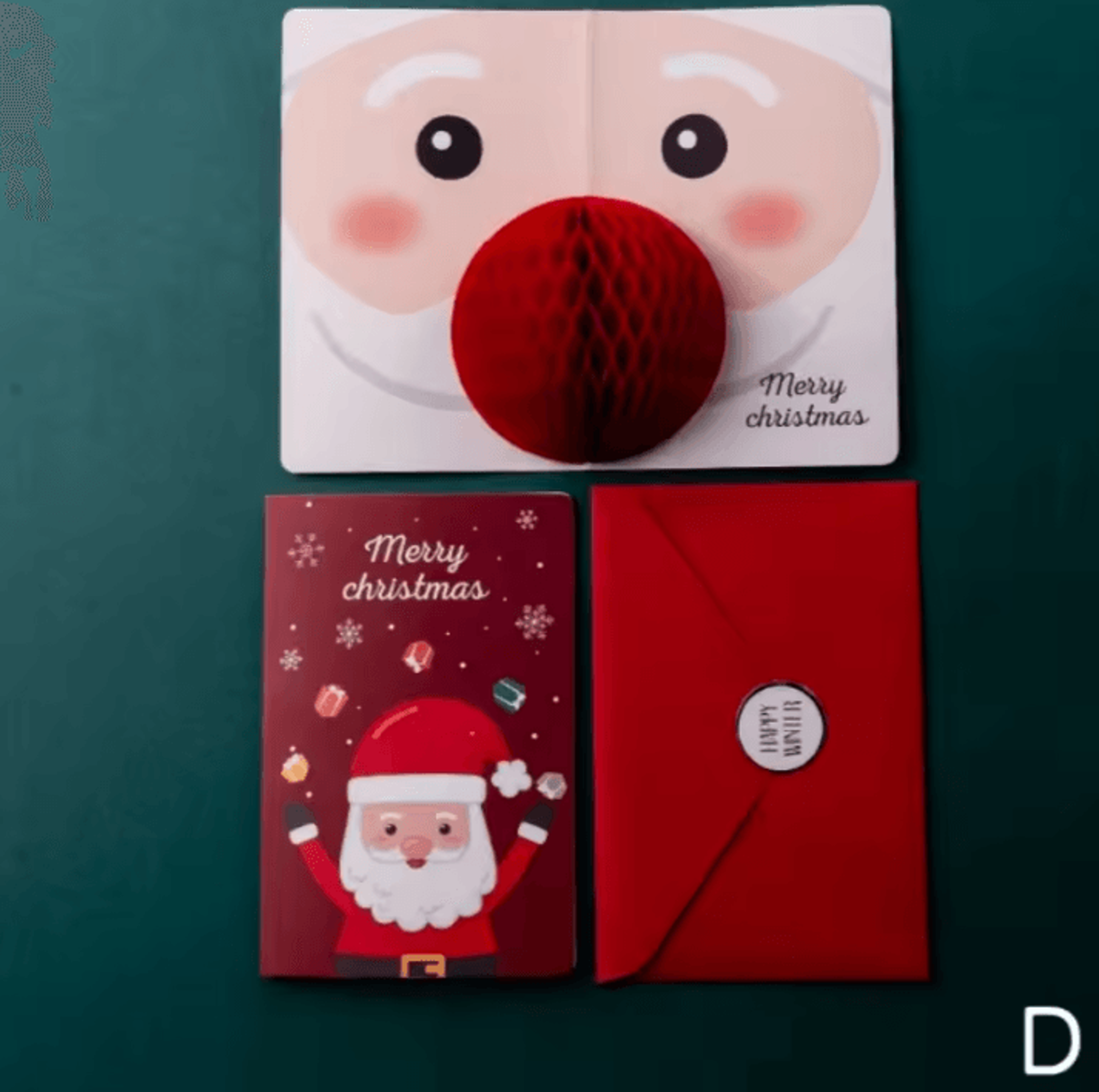 3D Pop Up Christmas Cards With Envelopes And Sealing Stickers 6