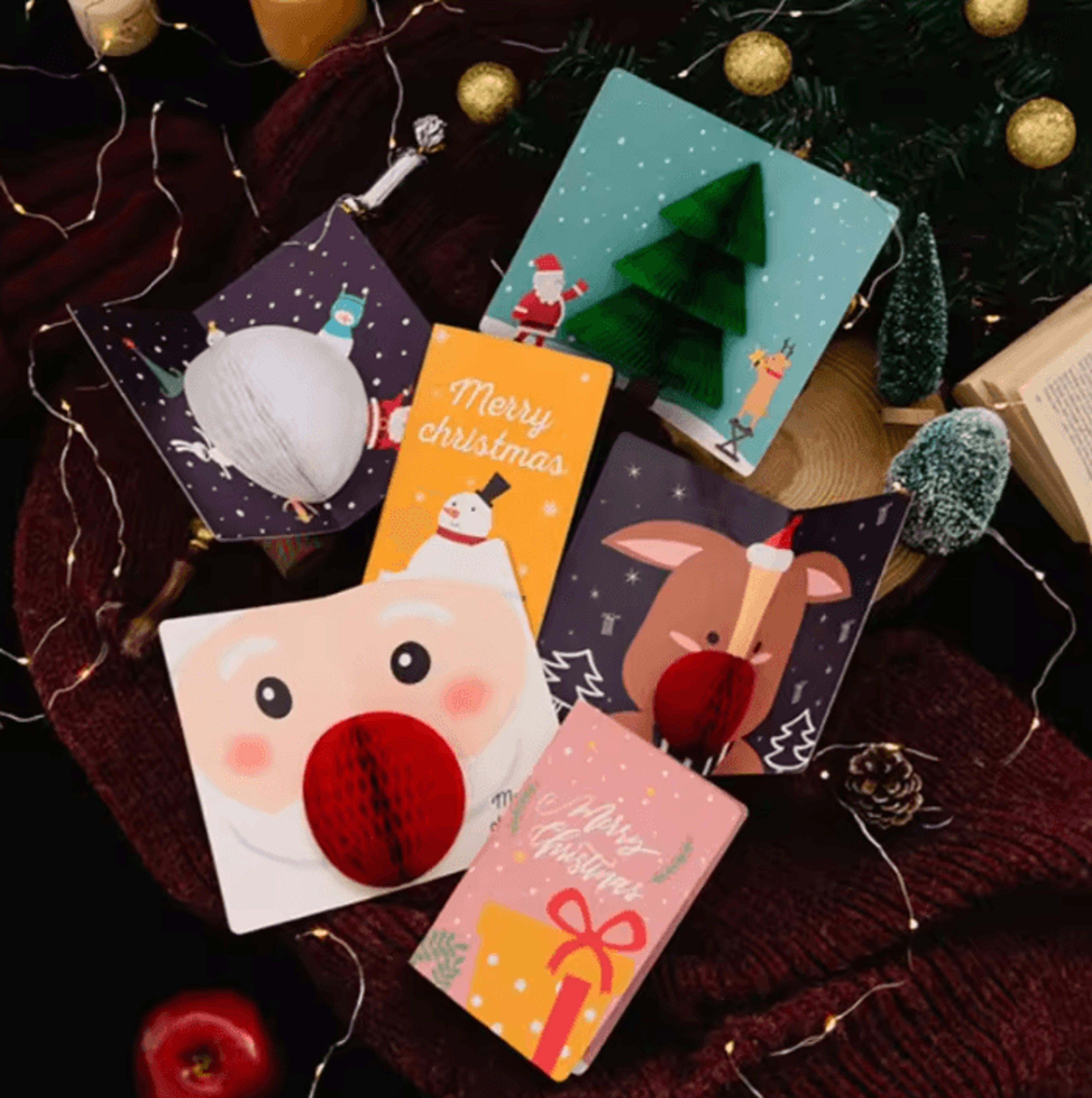 3D Pop Up Christmas Cards With Envelopes And Sealing Stickers 1