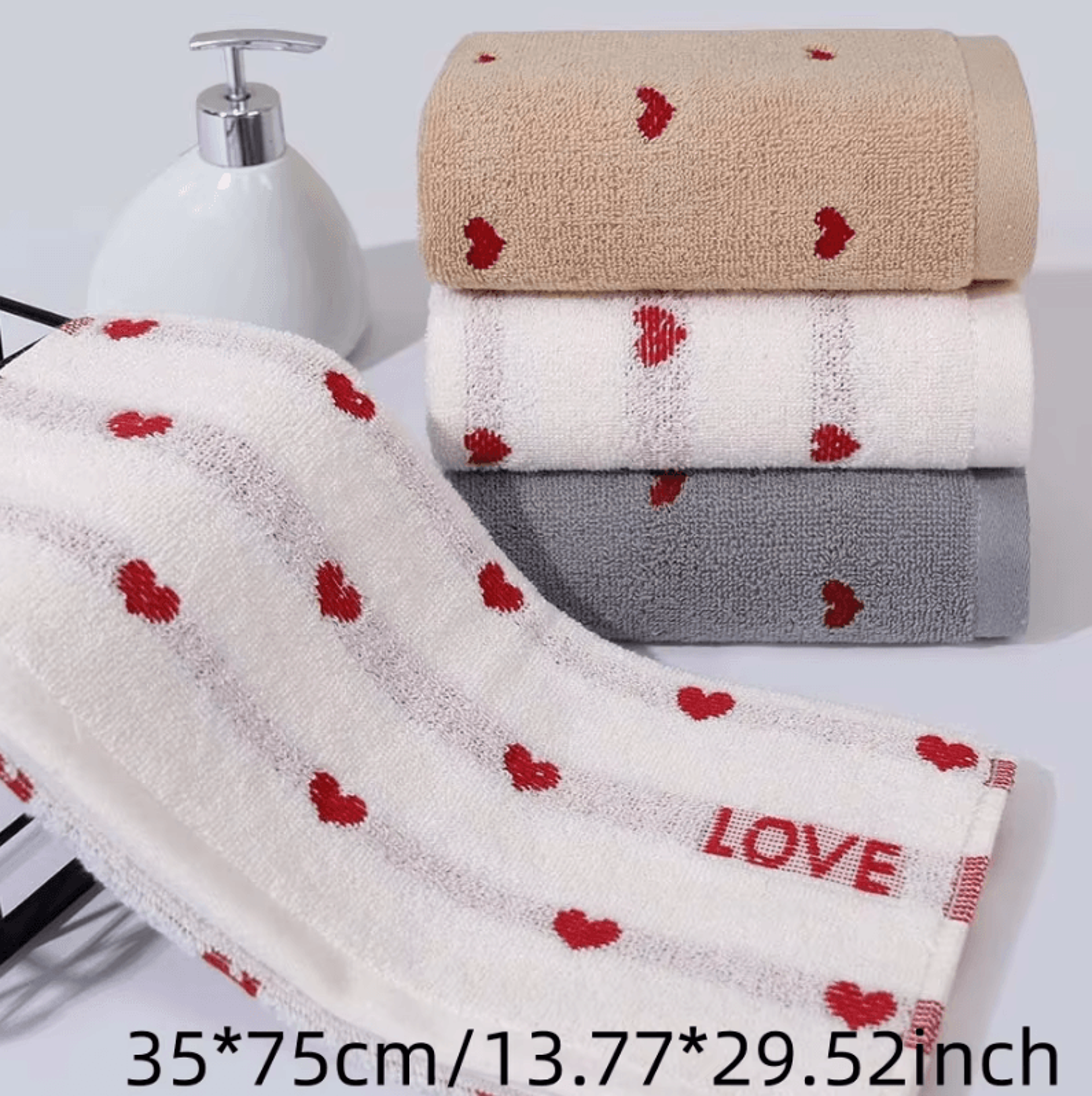 Soft Cotton Heart Pattern Quick Dry Face Towel 4