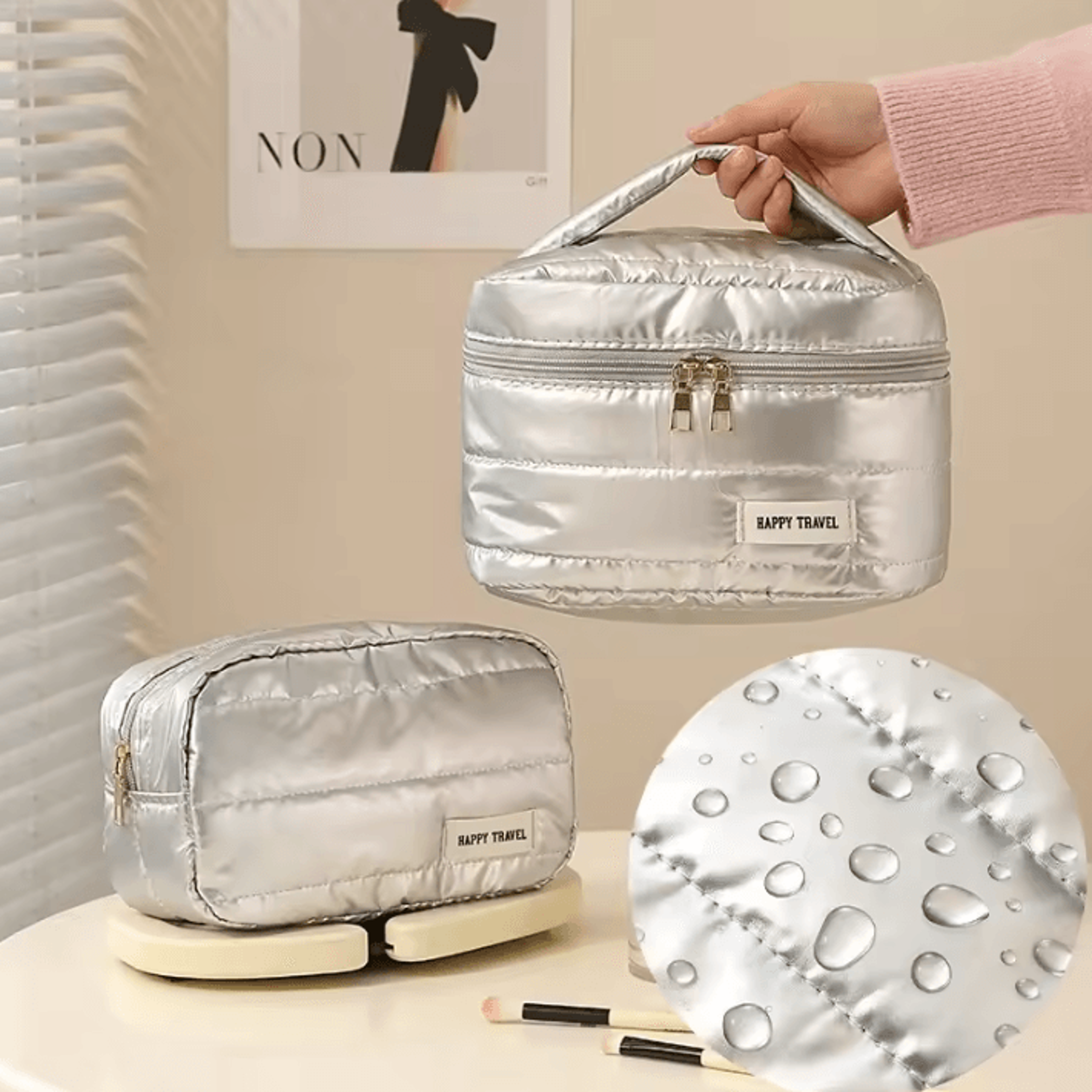 Large Capacity Waterproof Travel Makeup Bag With Handle 0