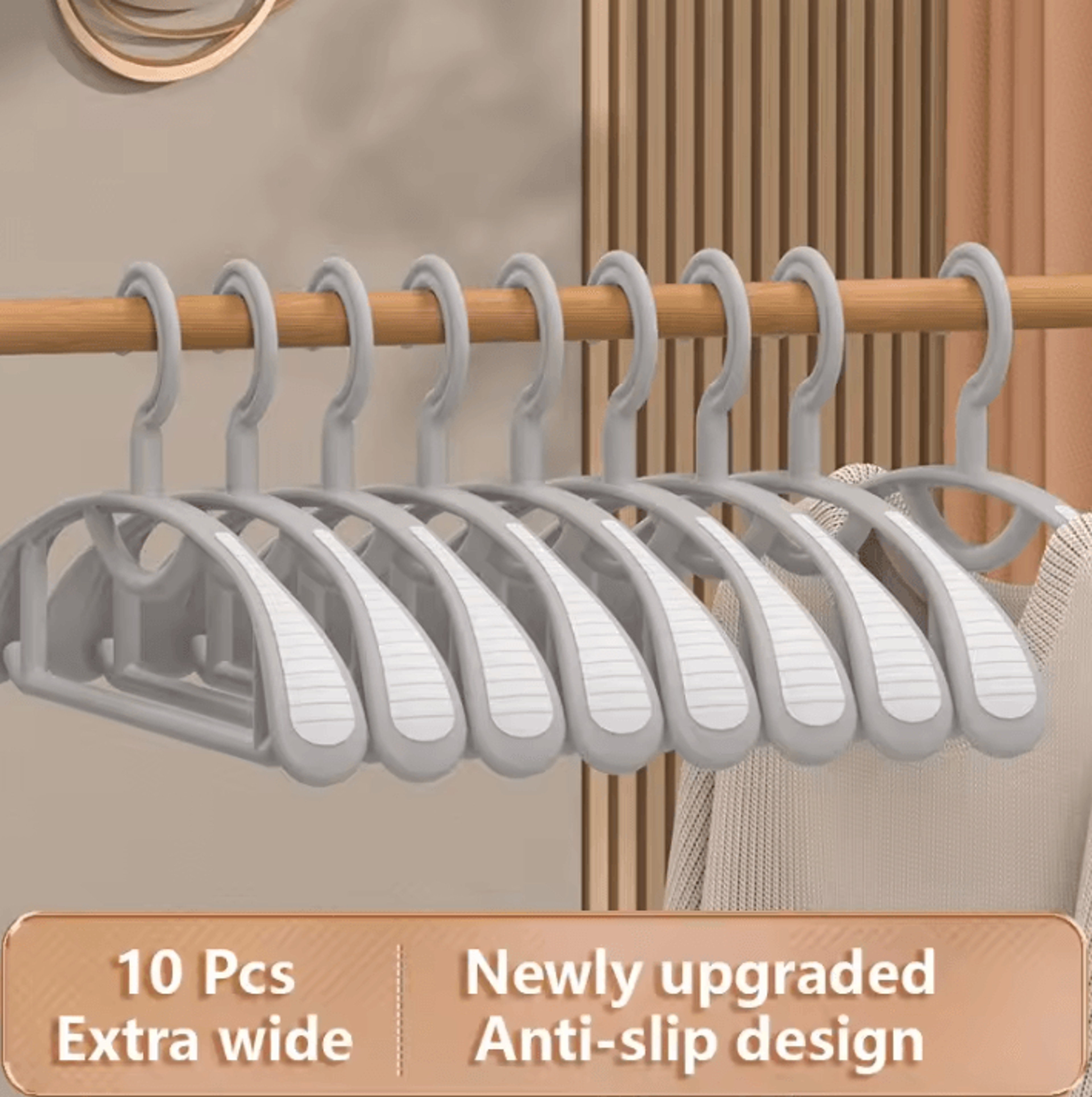 10 Pack Wide Shoulder Non Slip Heavy Duty Clothes Hangers 5