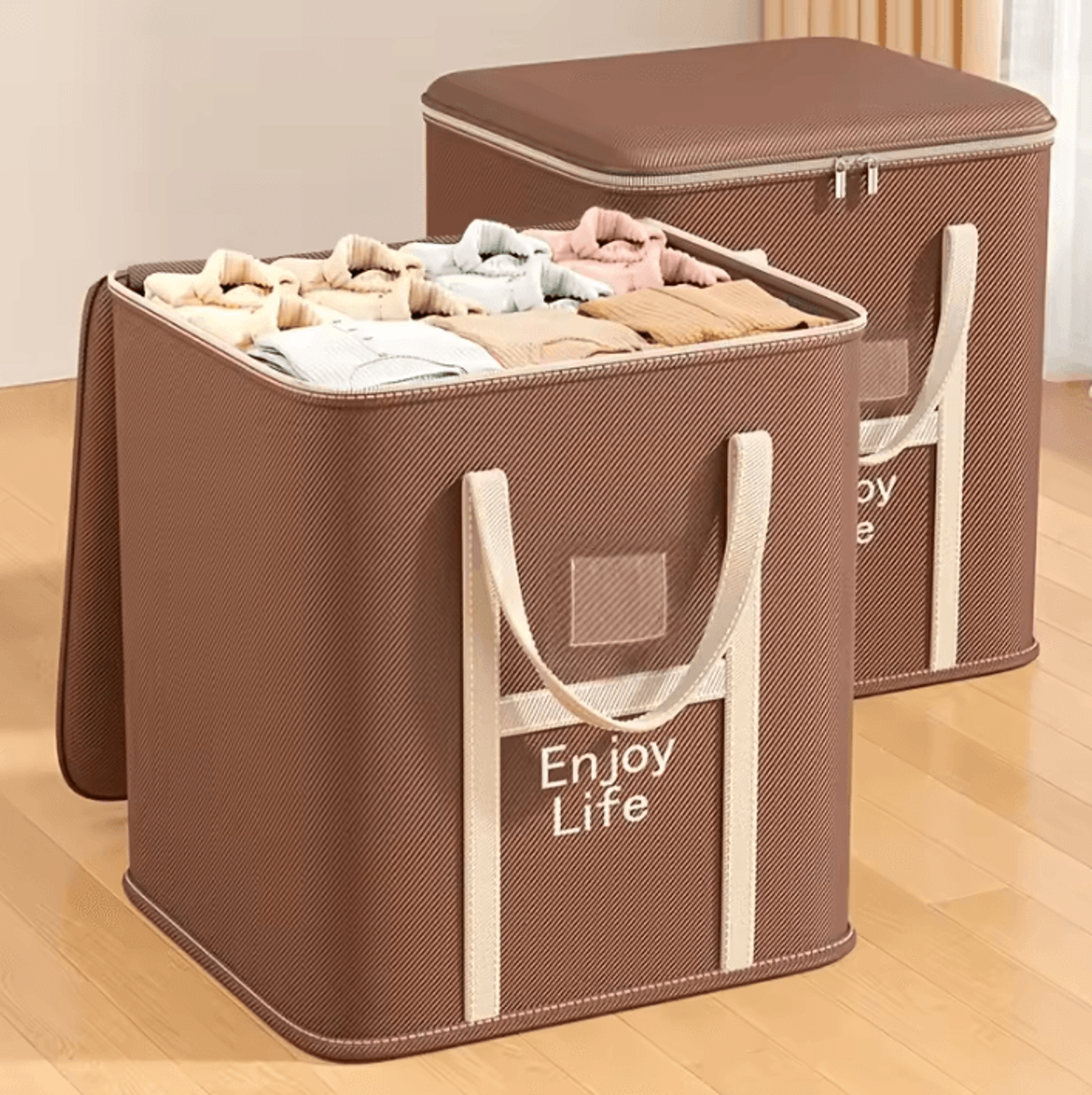 Large Foldable Clothes Storage Bag With Zipper And Handles 0