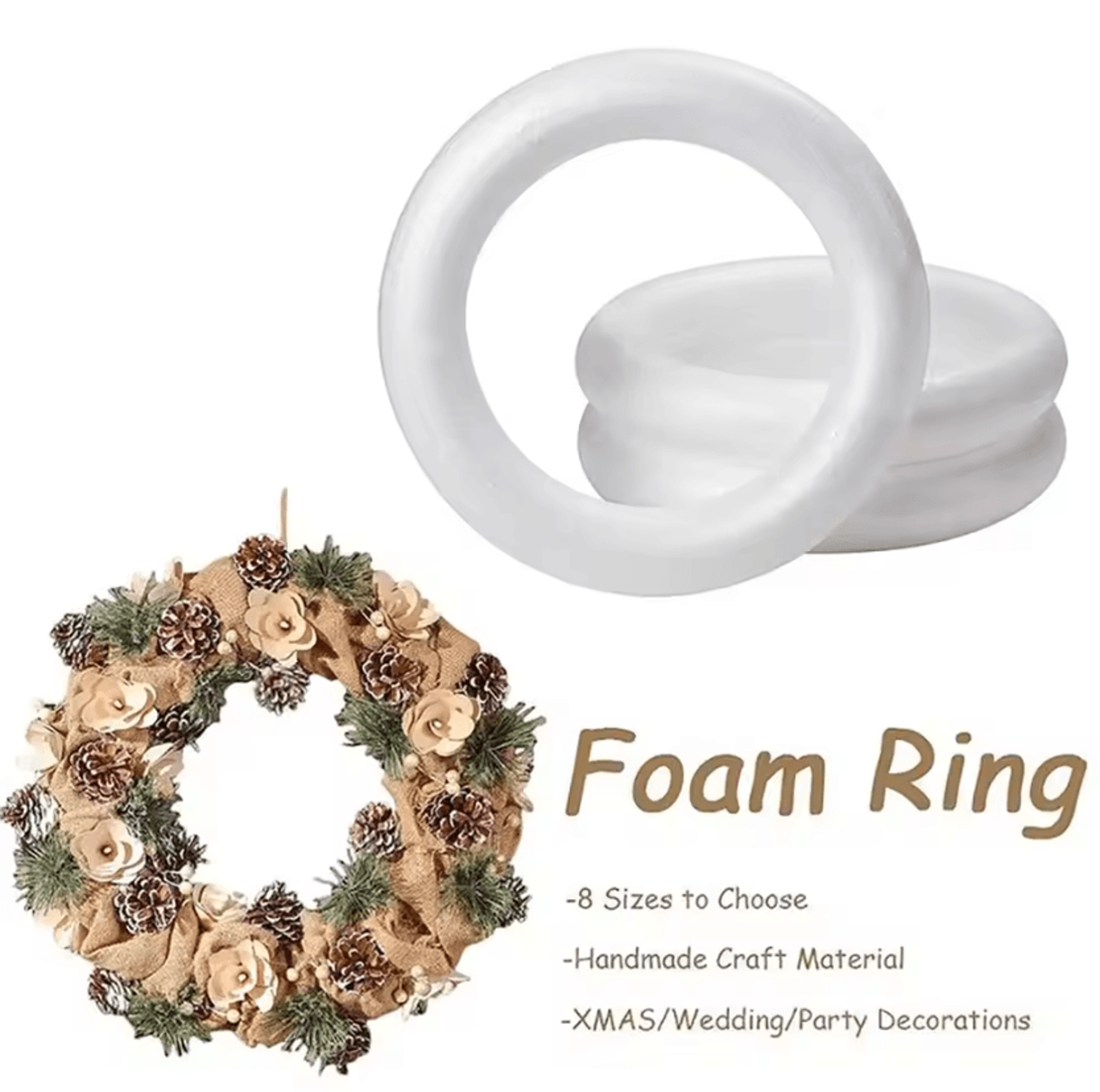 White Polystyrene Foam Ring For DIY Wreath Crafts 3