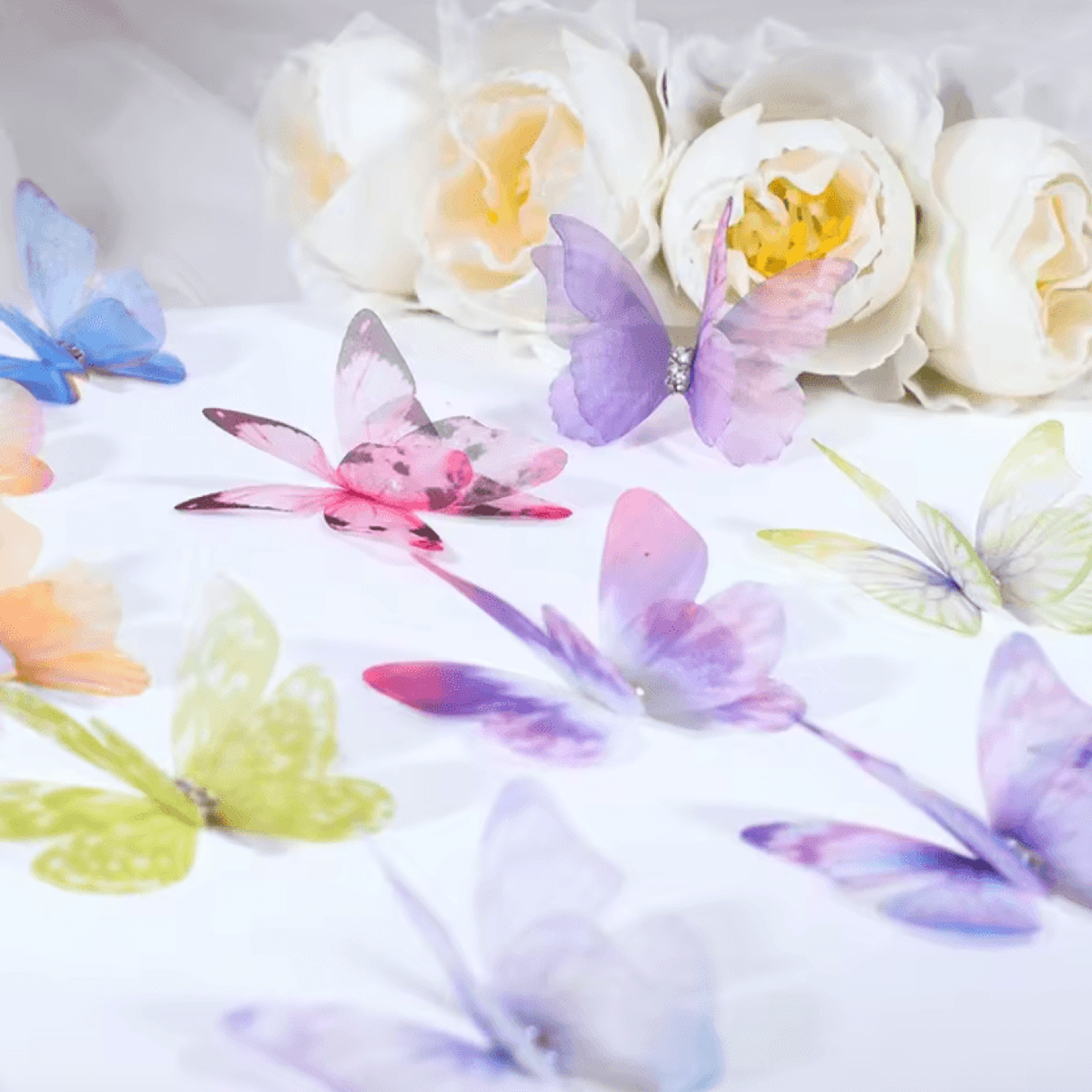 50Pcs 3D Gradient Organza Butterfly Appliques 0