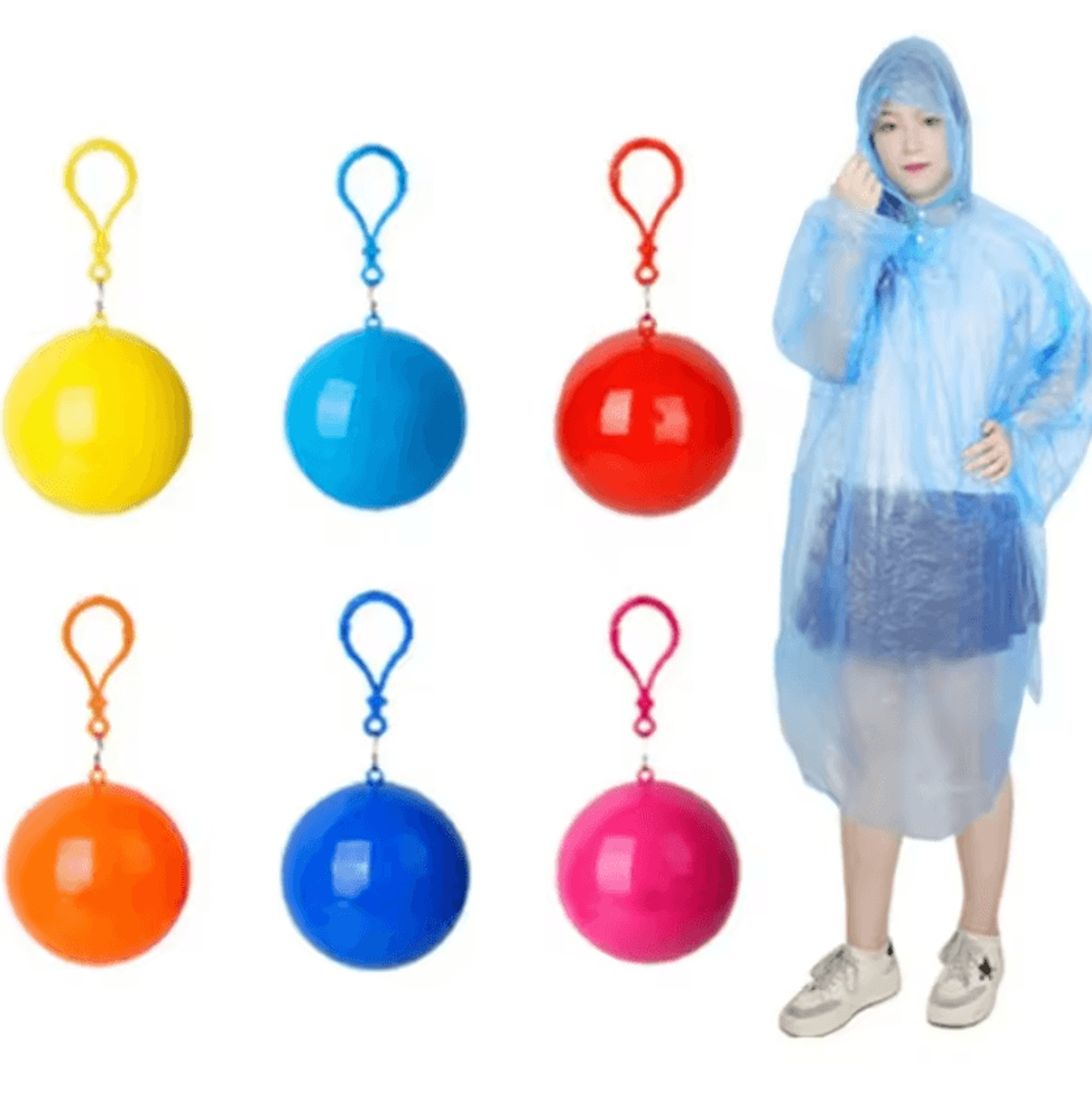 Portable Keychain Ball Disposable Rain Poncho 2