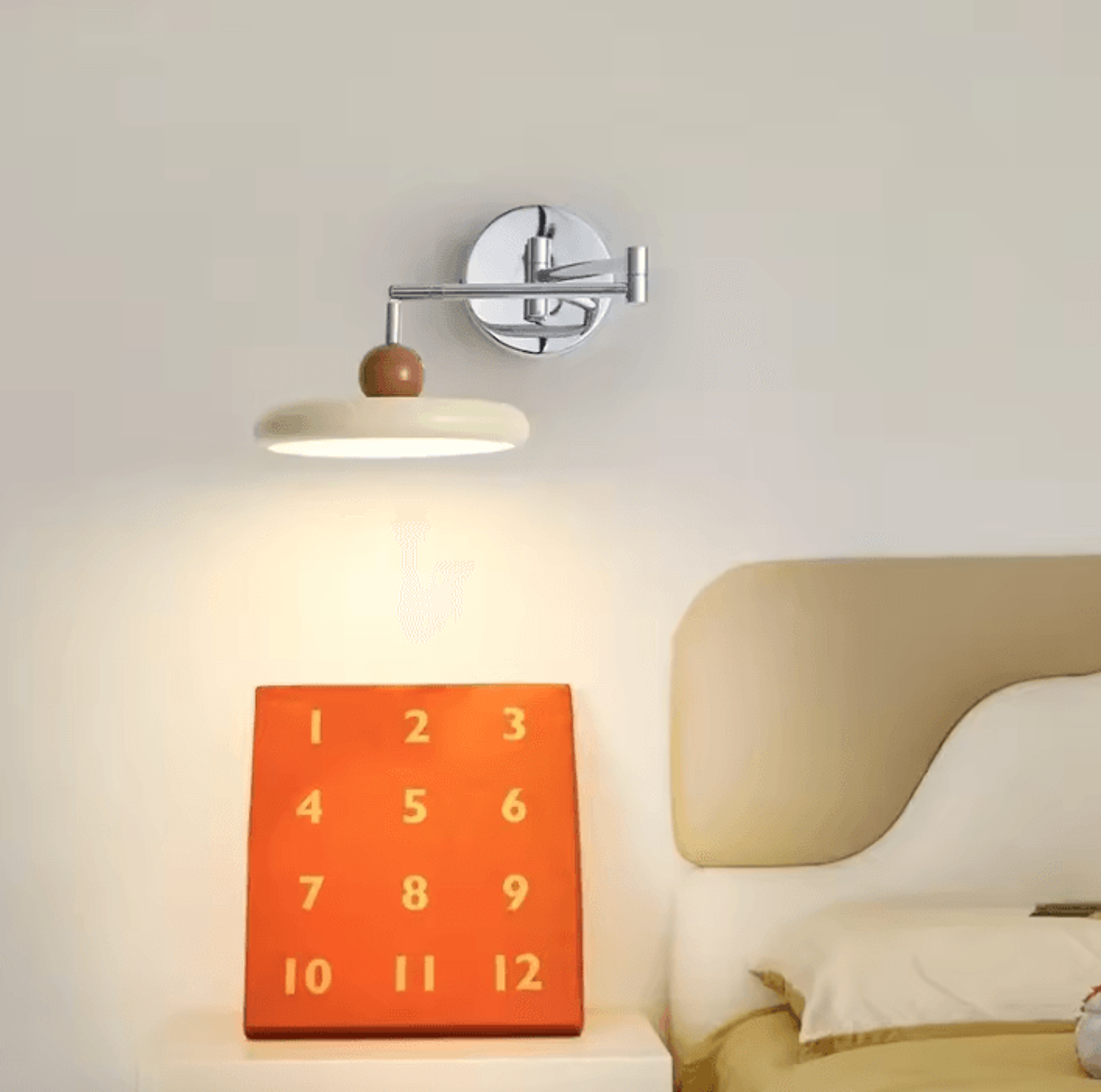 Modern Cream Swing Arm LED Wall Lamp 1