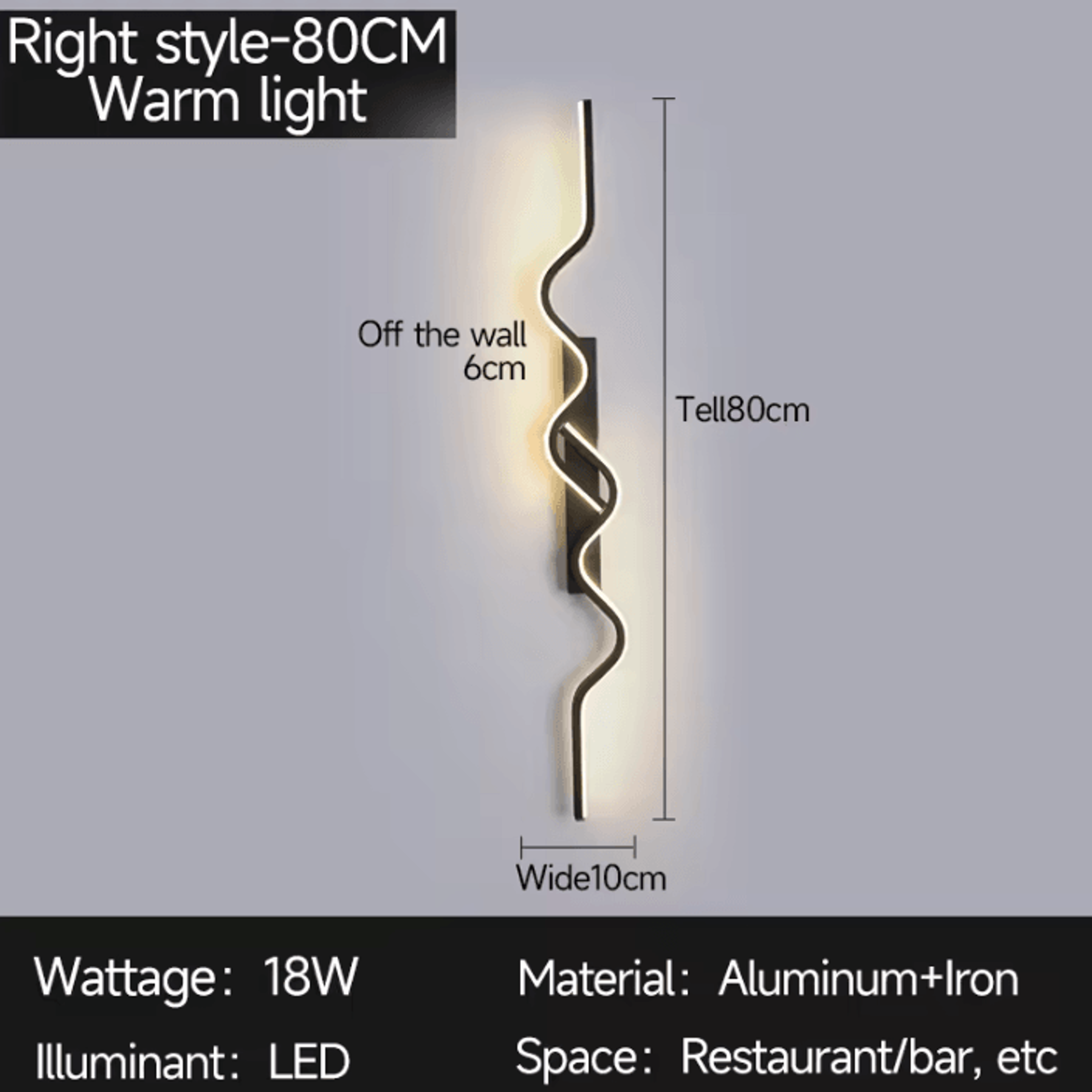 Modern Black Irregular Long Strip LED Wall Lamp 4
