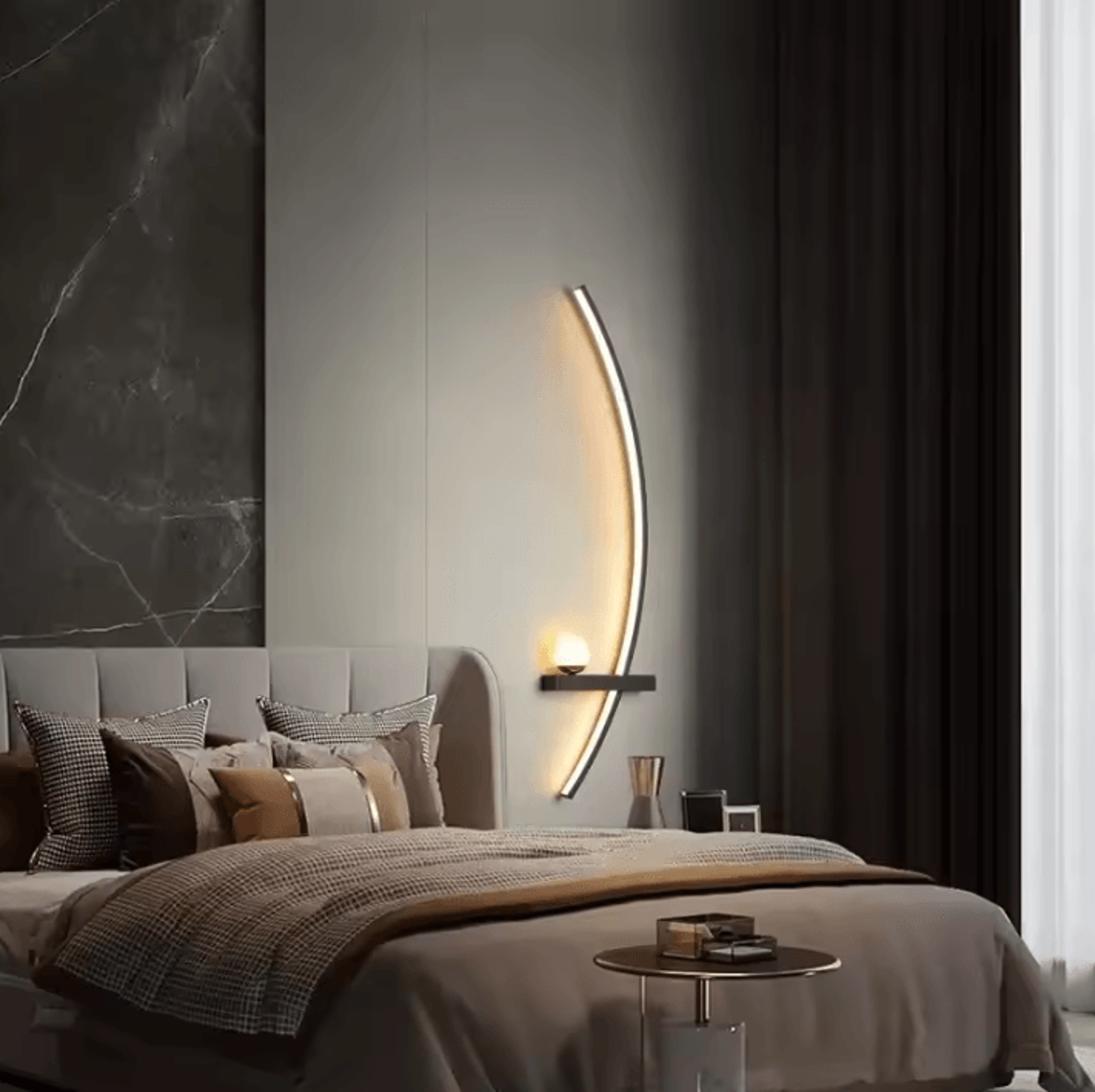 Modern Black Moon Symmetry LED Wall Lamp 2