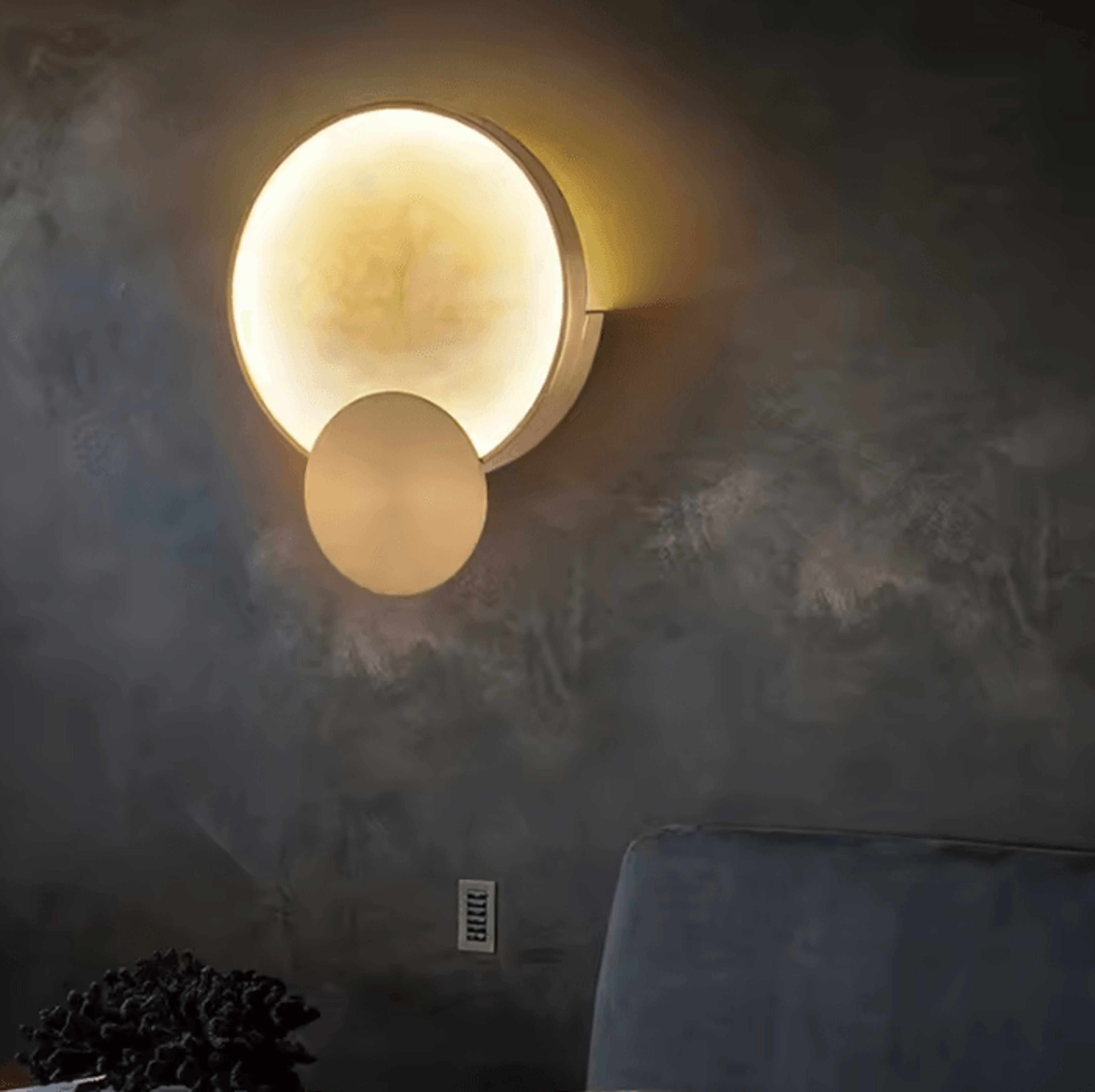 Round Marble Copper LED Wall Lamp 0