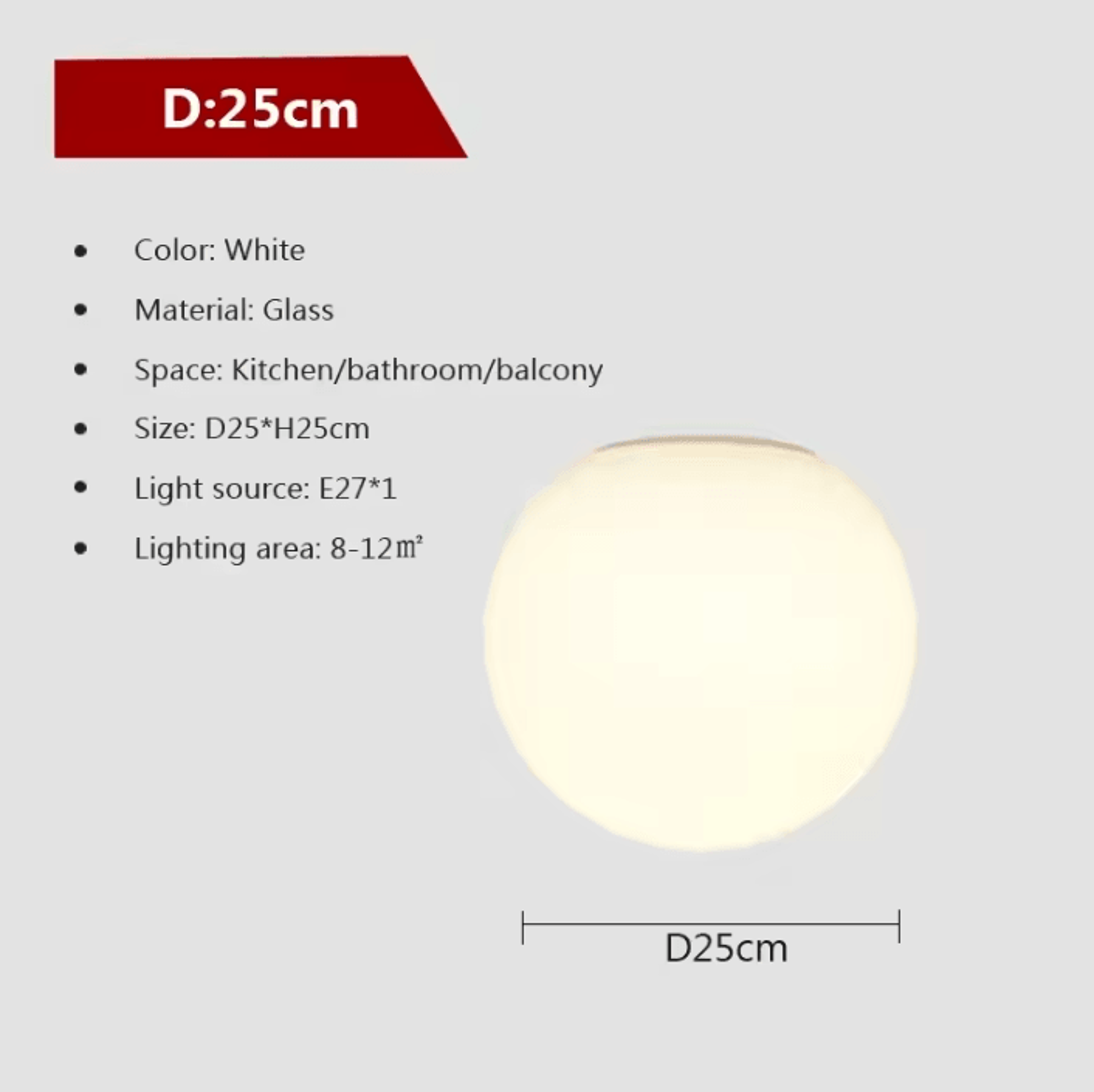 Nordic Milk White Glass Globe LED Wall Light 7