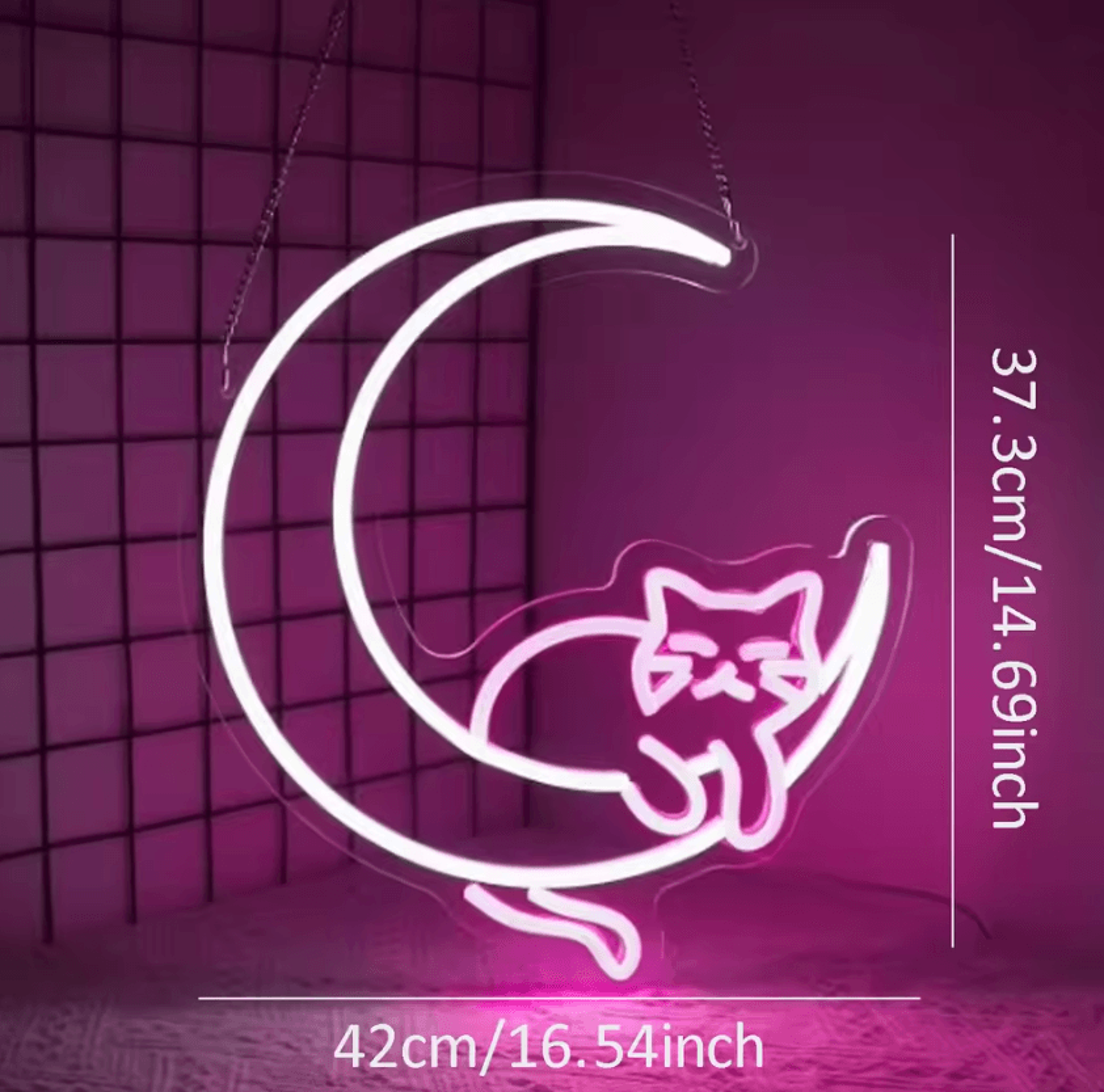 Animated Cat Moon LED Neon Sign 0