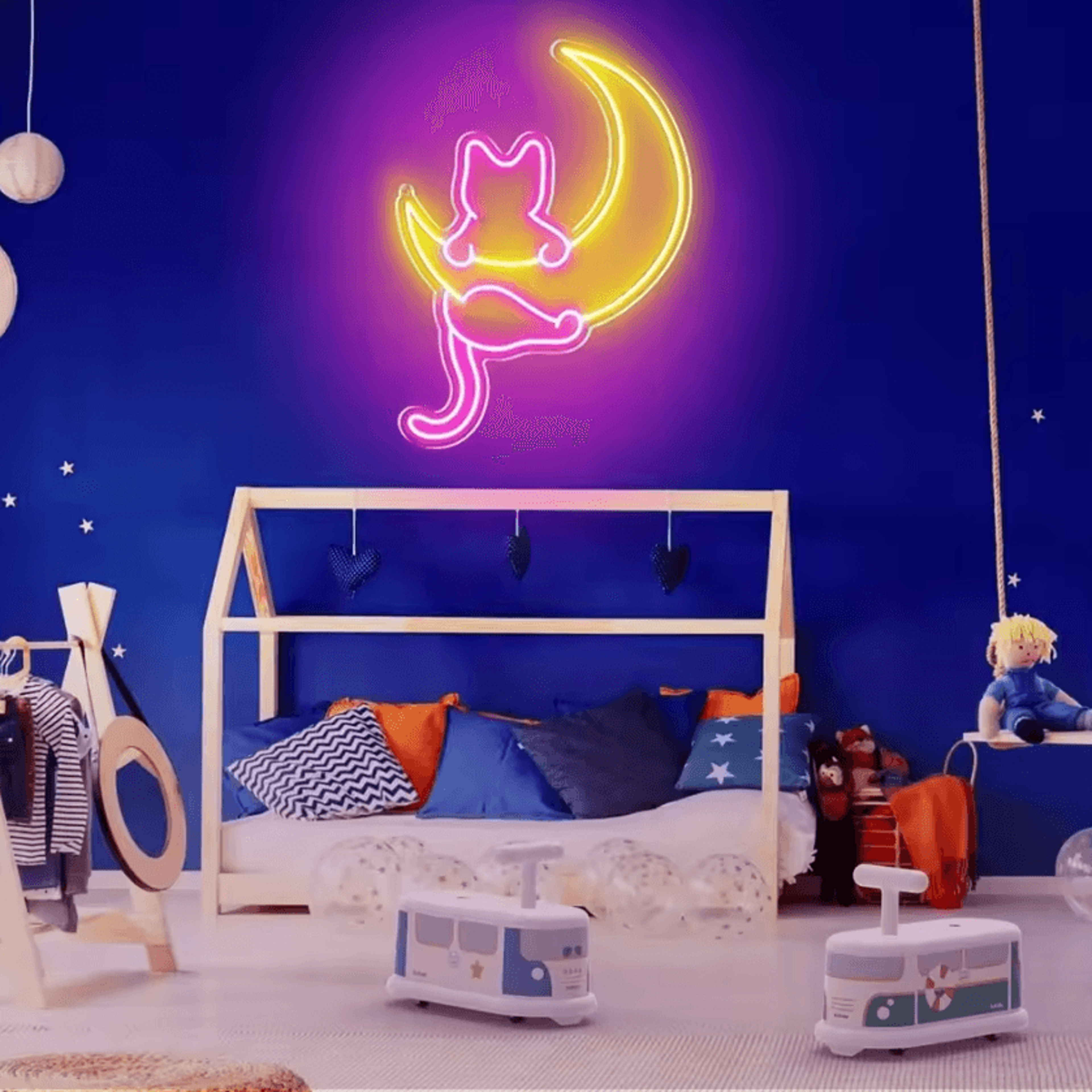 Animated Cat Moon LED Neon Sign 2