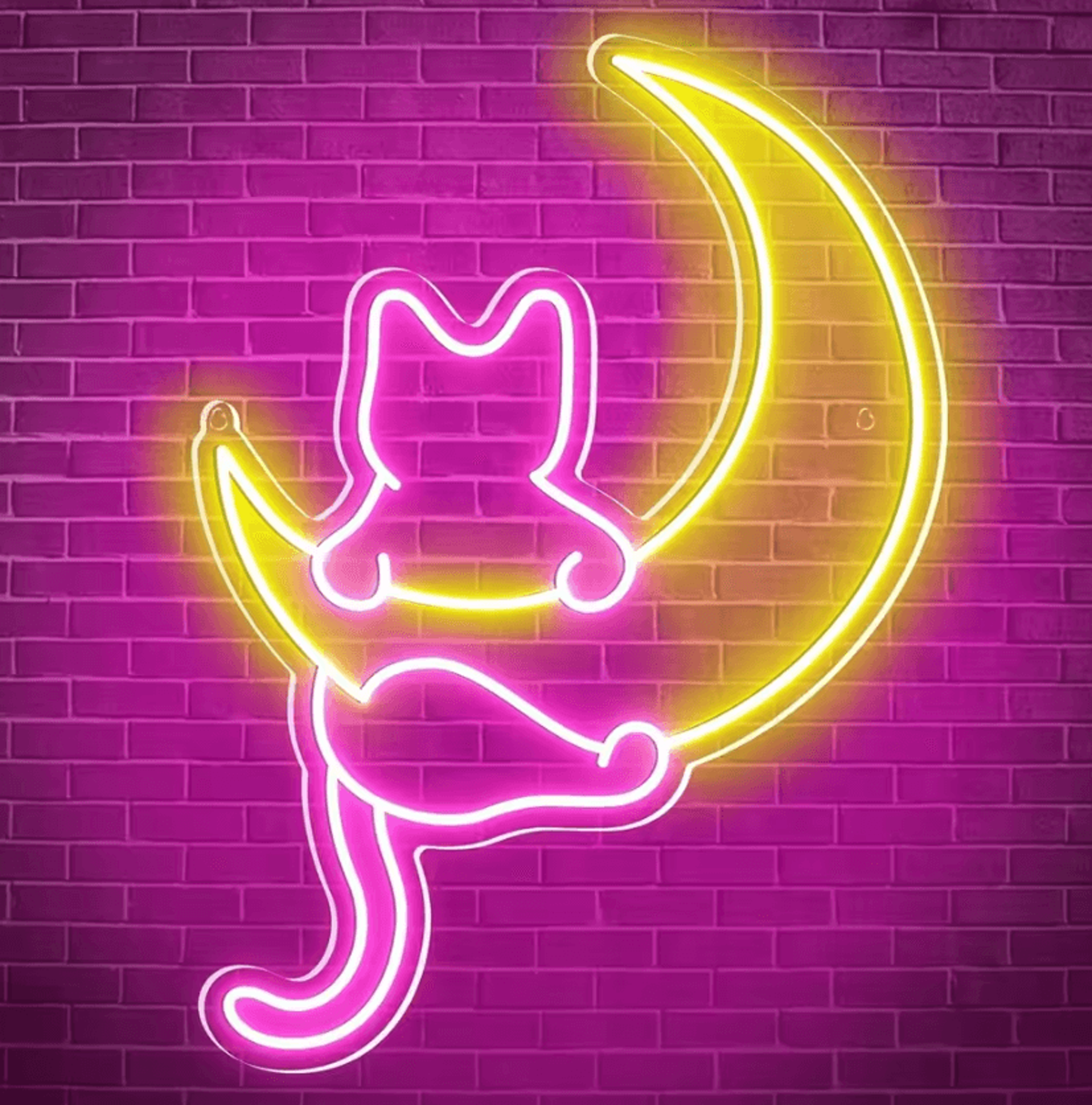Animated Cat Moon LED Neon Sign 7