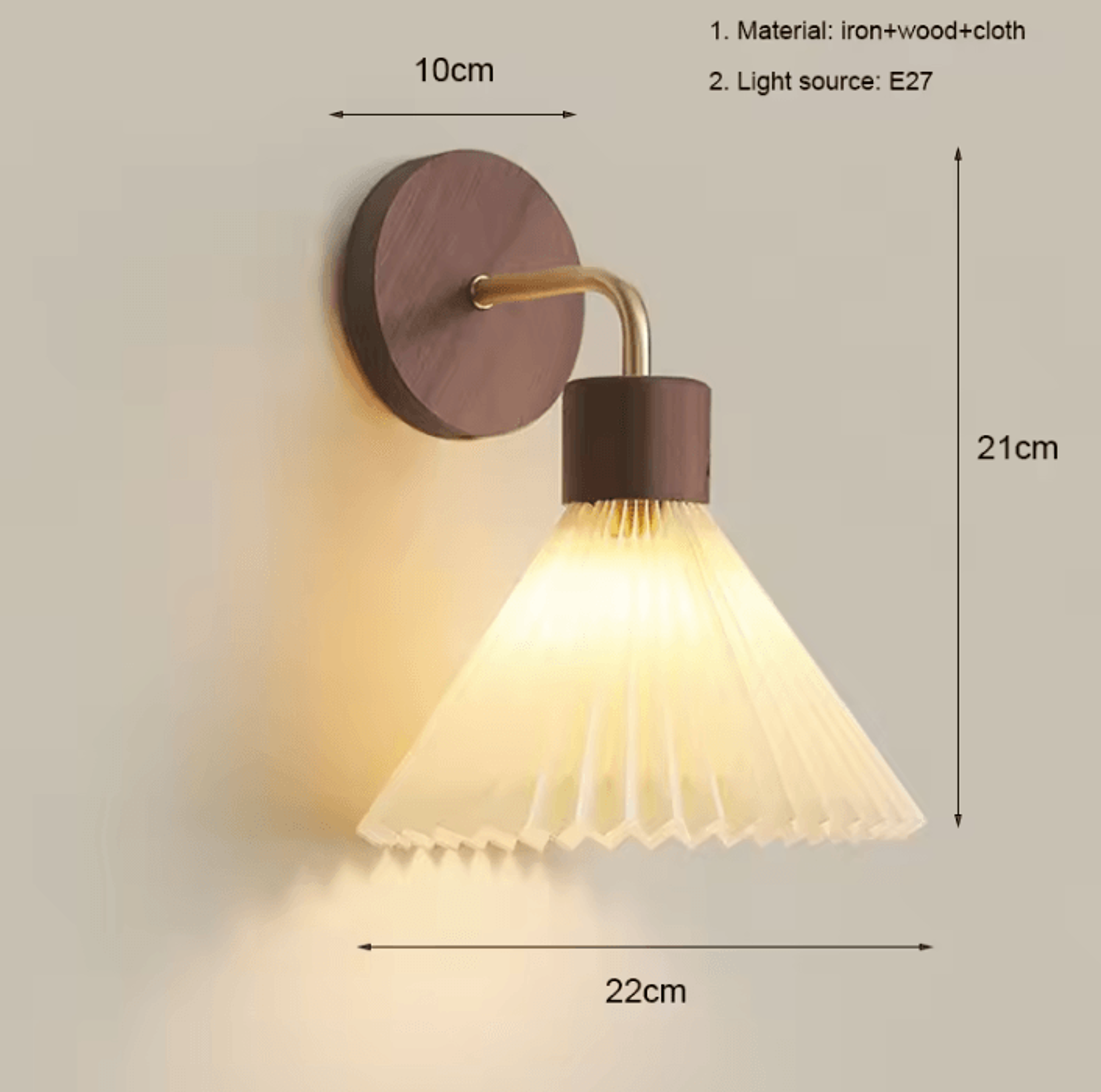 Nordic Wood E27 Bedside Wall Lamp 5