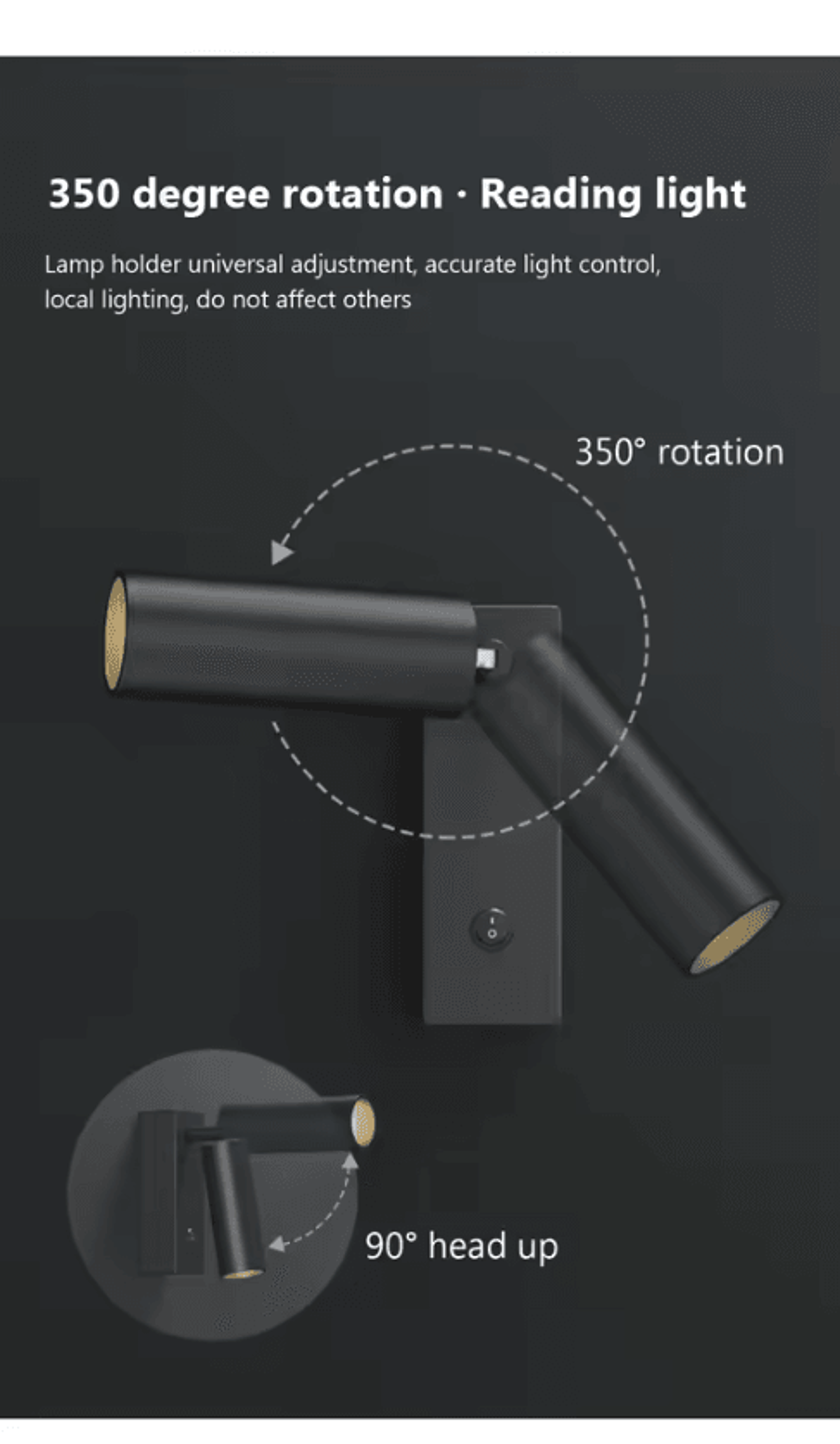5W Rotatable LED Wall Light Modern Bedside Reading Sconce 4