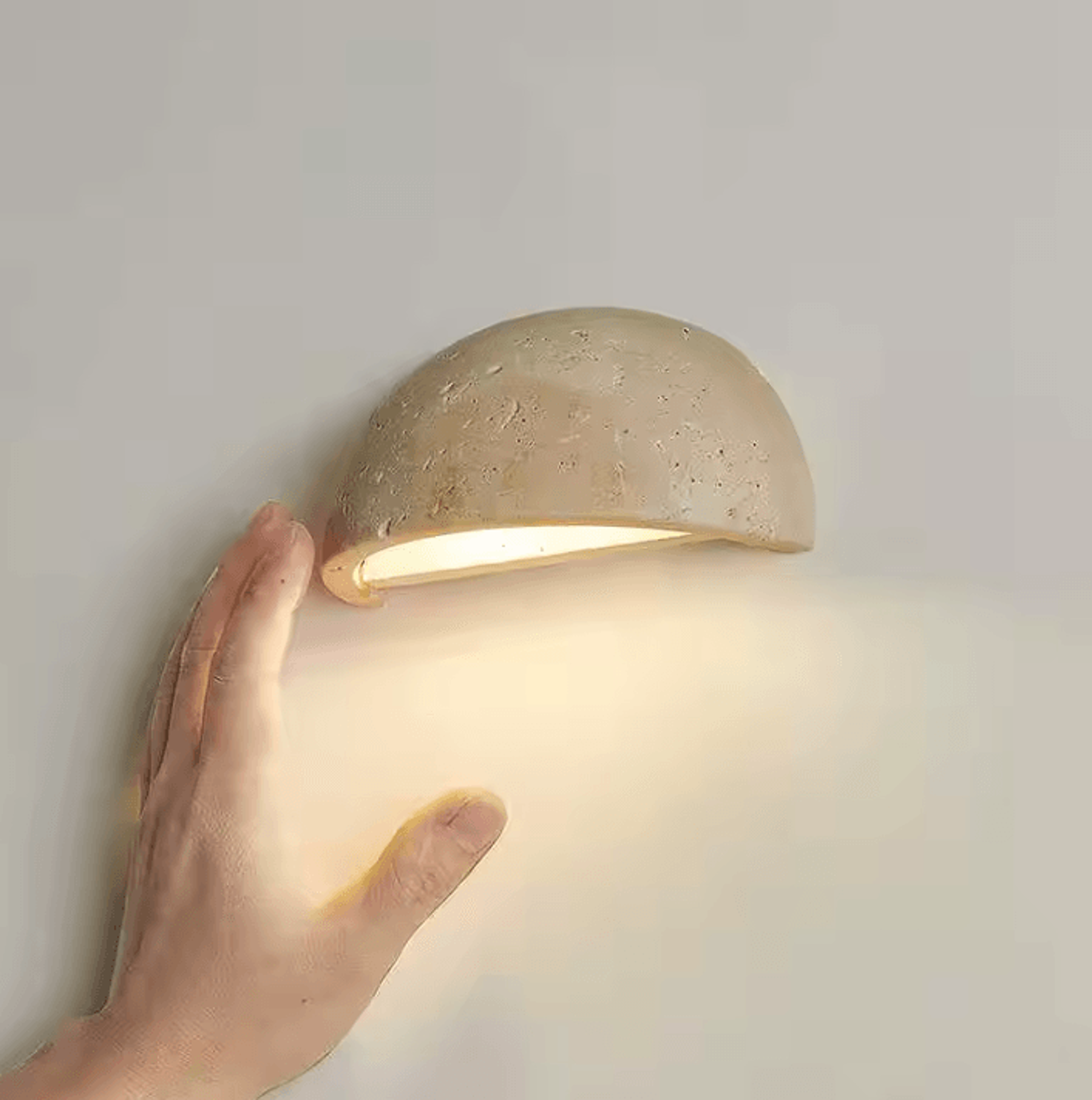 Nordic Cave Stone LED Wall Lamp Semi Circular Bedside Light 0