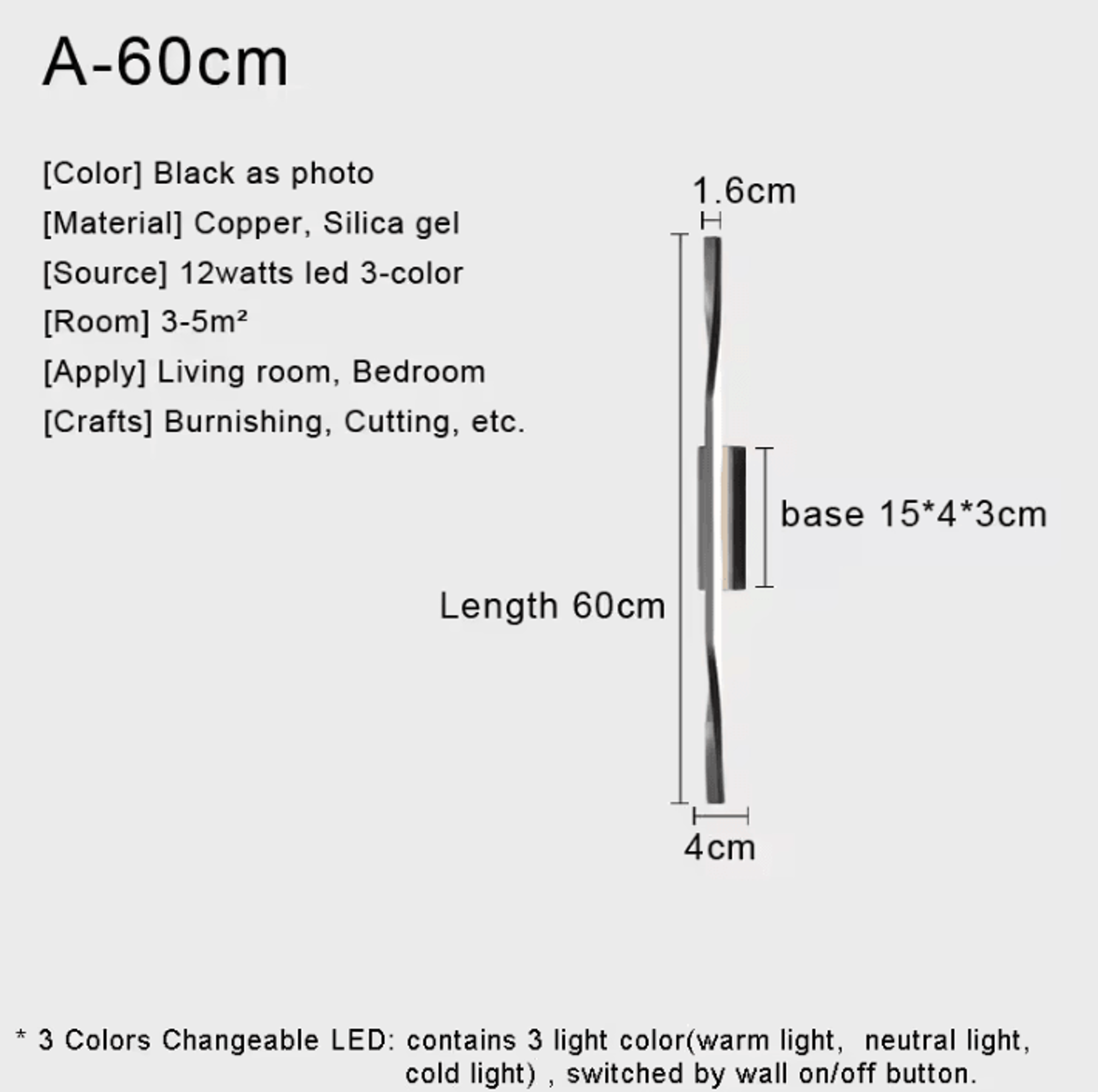 Nordic Copper LED Mirror Wall Light Modern Bedside Sconce 4