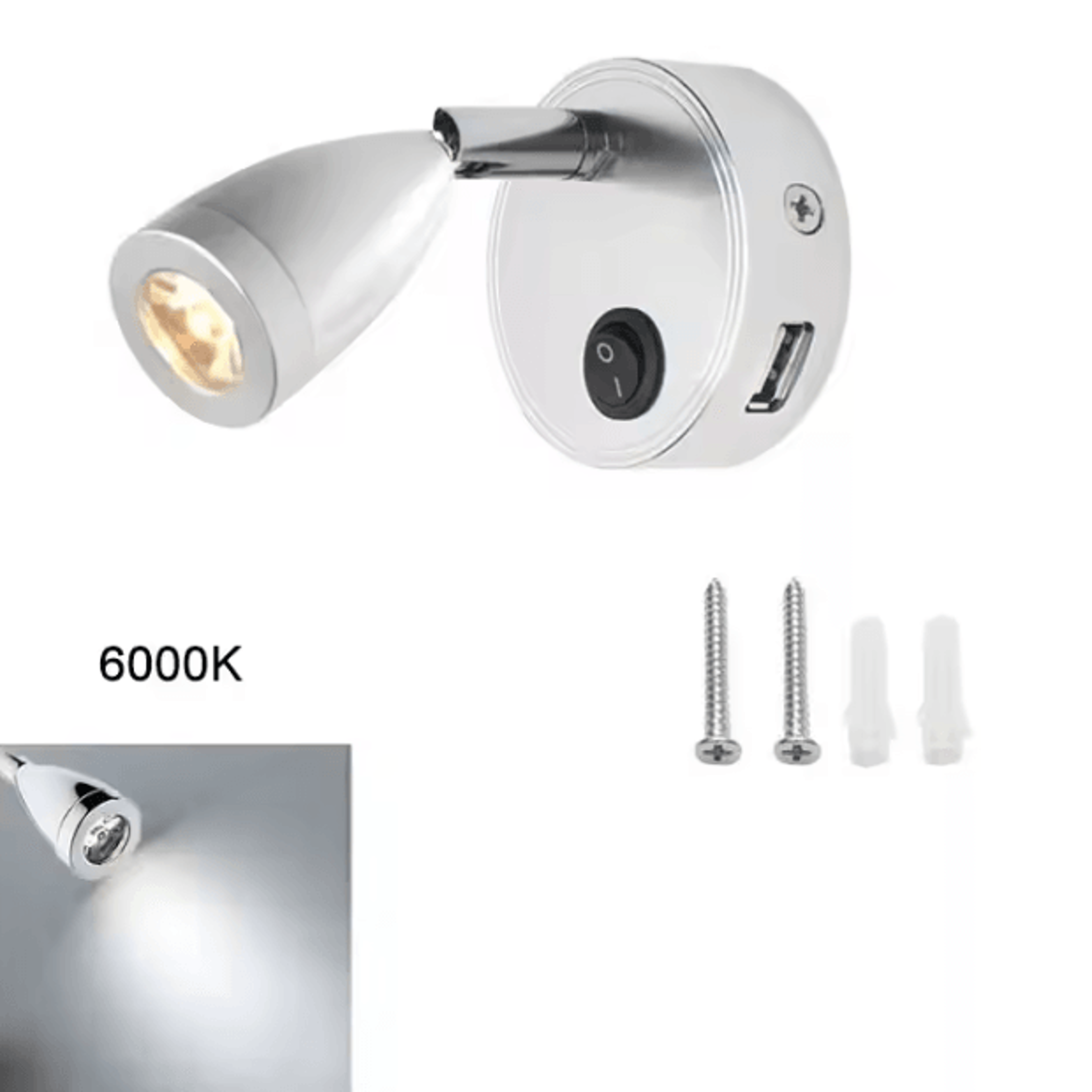 12V 24V LED RV Reading Light With USB Charging Port 6