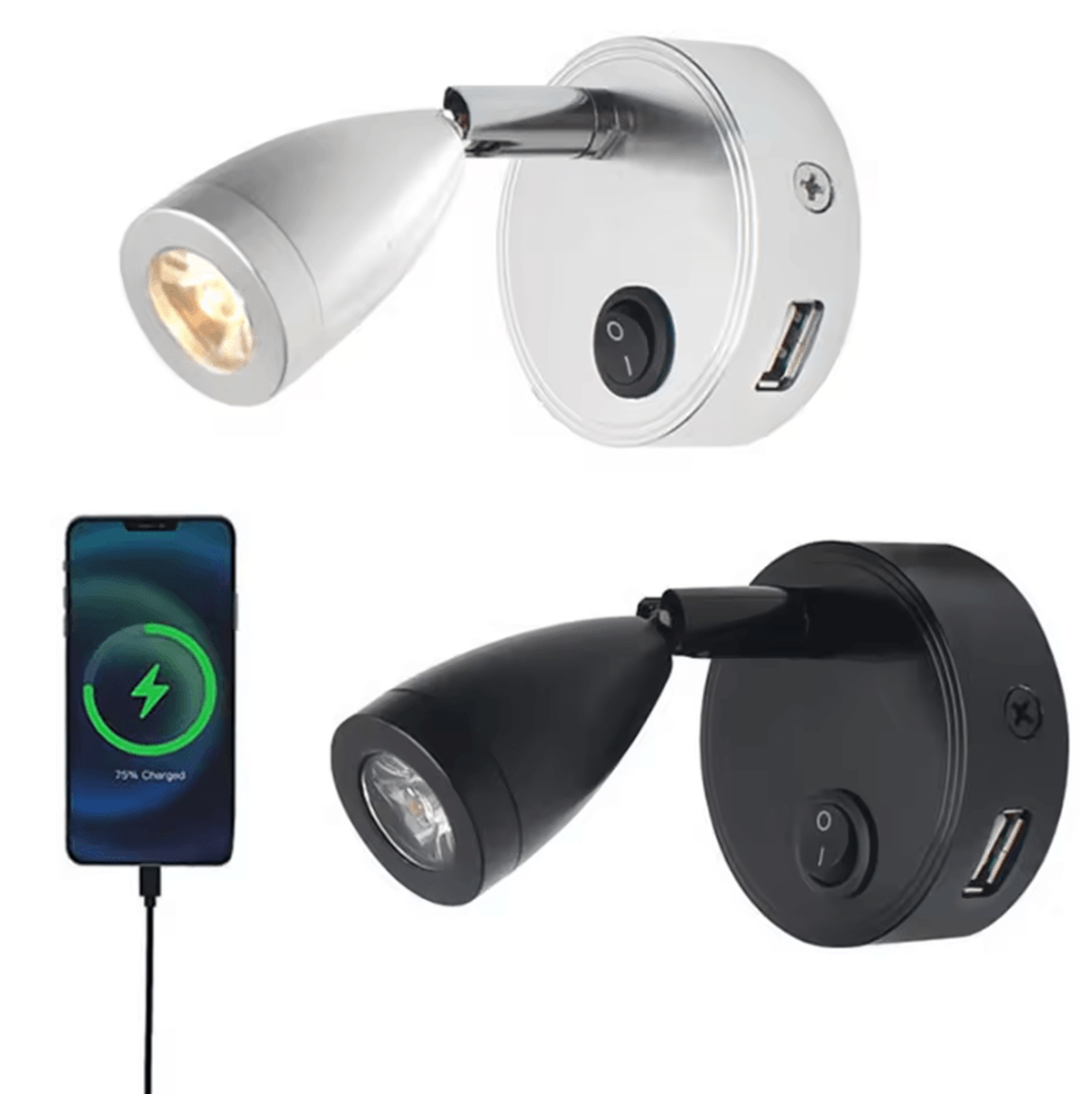 12V 24V LED RV Reading Light With USB Charging Port 0