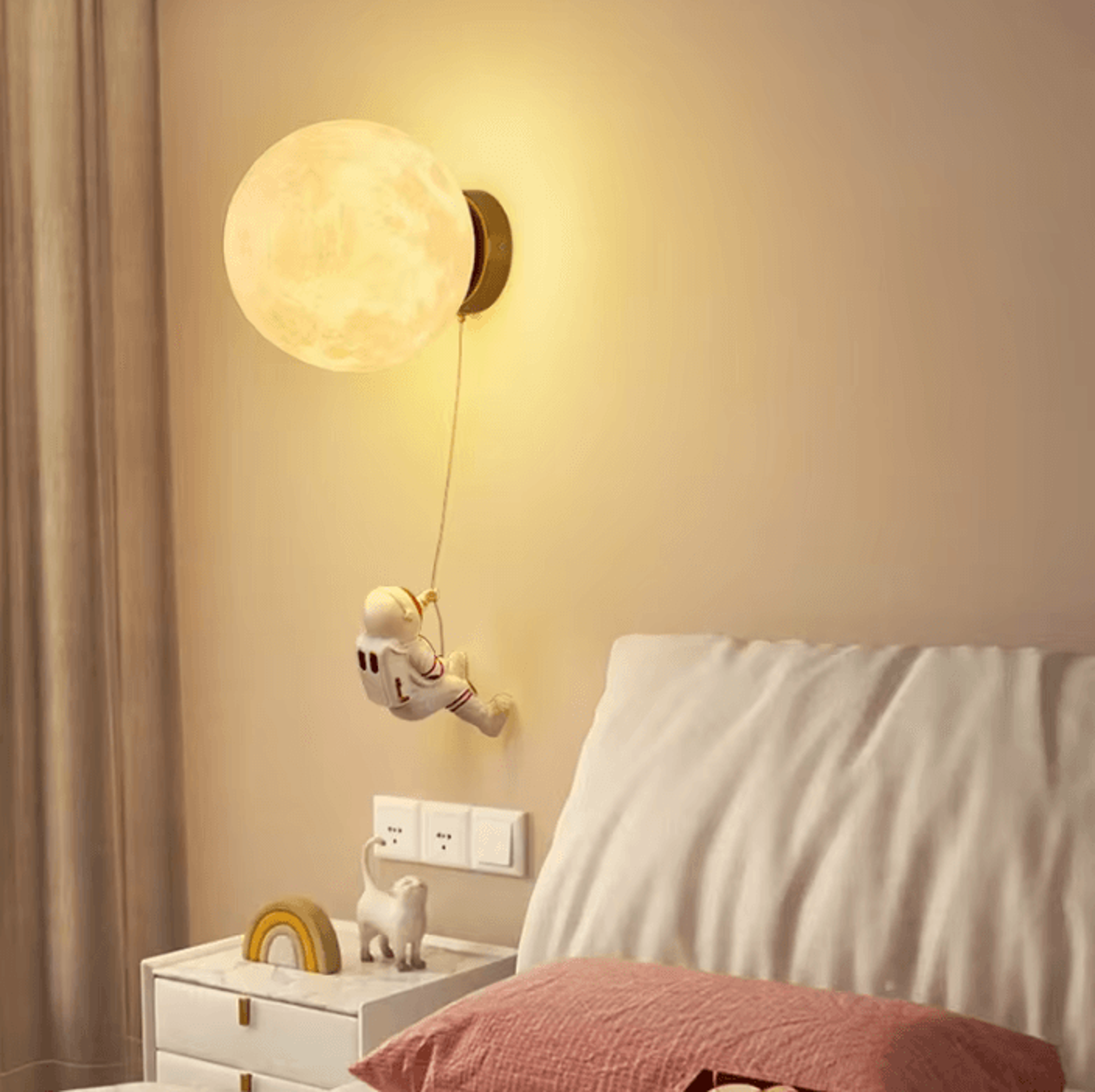 Astronaut Climbing Moon 3D Printed Wall Lamp 1
