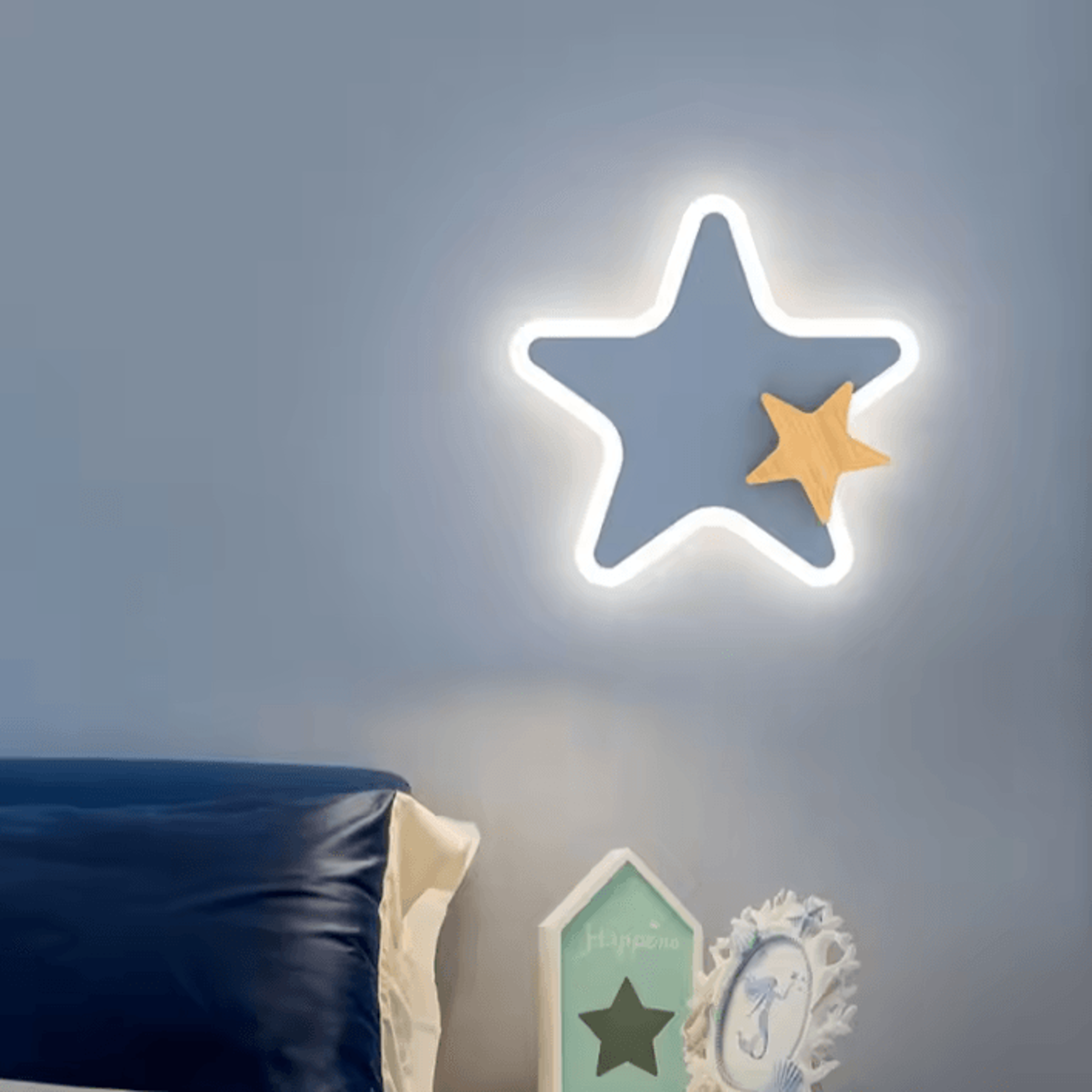 Cartoon LED Rocket Moon Star Wall Lamp For Kids 3