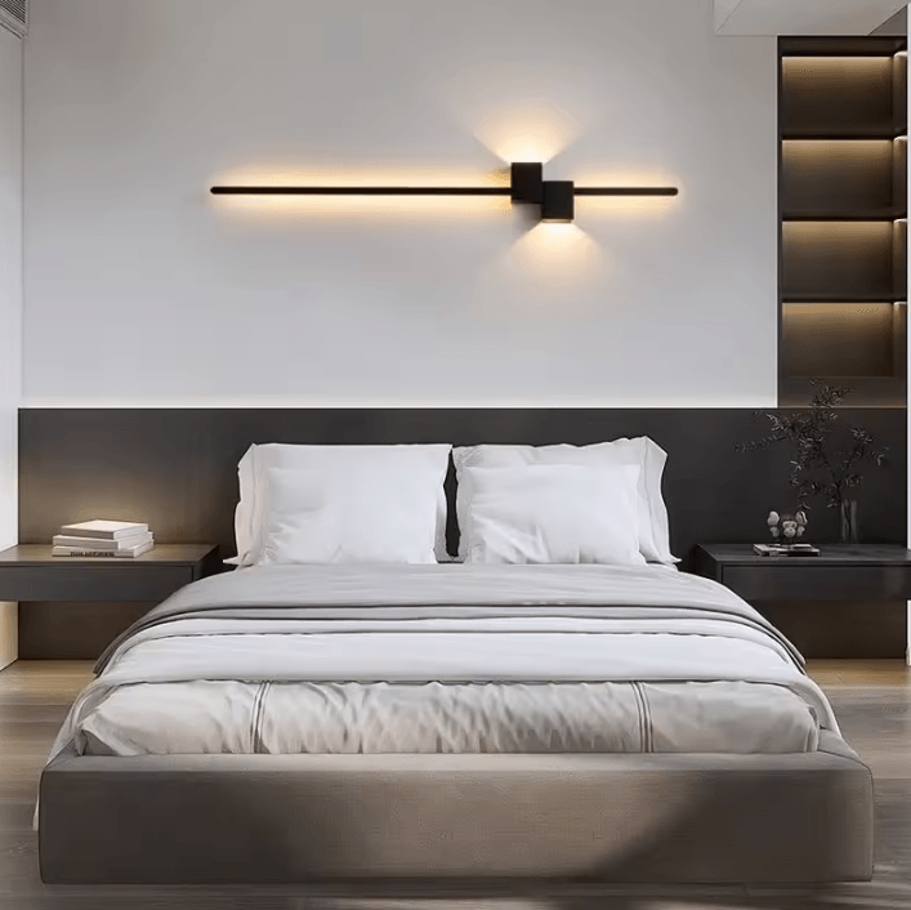Modern Black Long Strip LED Wall Sconce 2