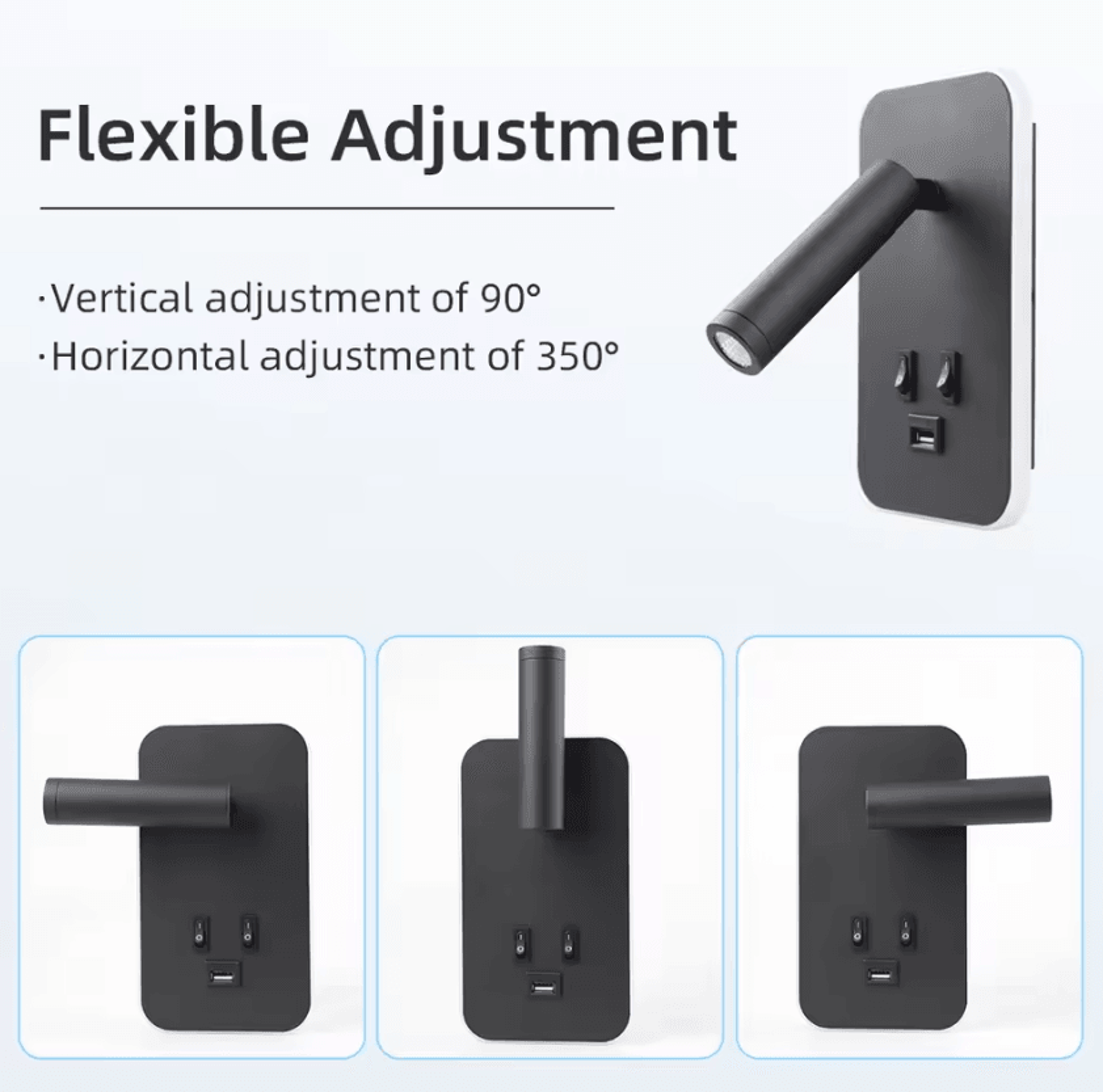 13W Rotatable LED Bedside Reading Wall Lamp With USB 0