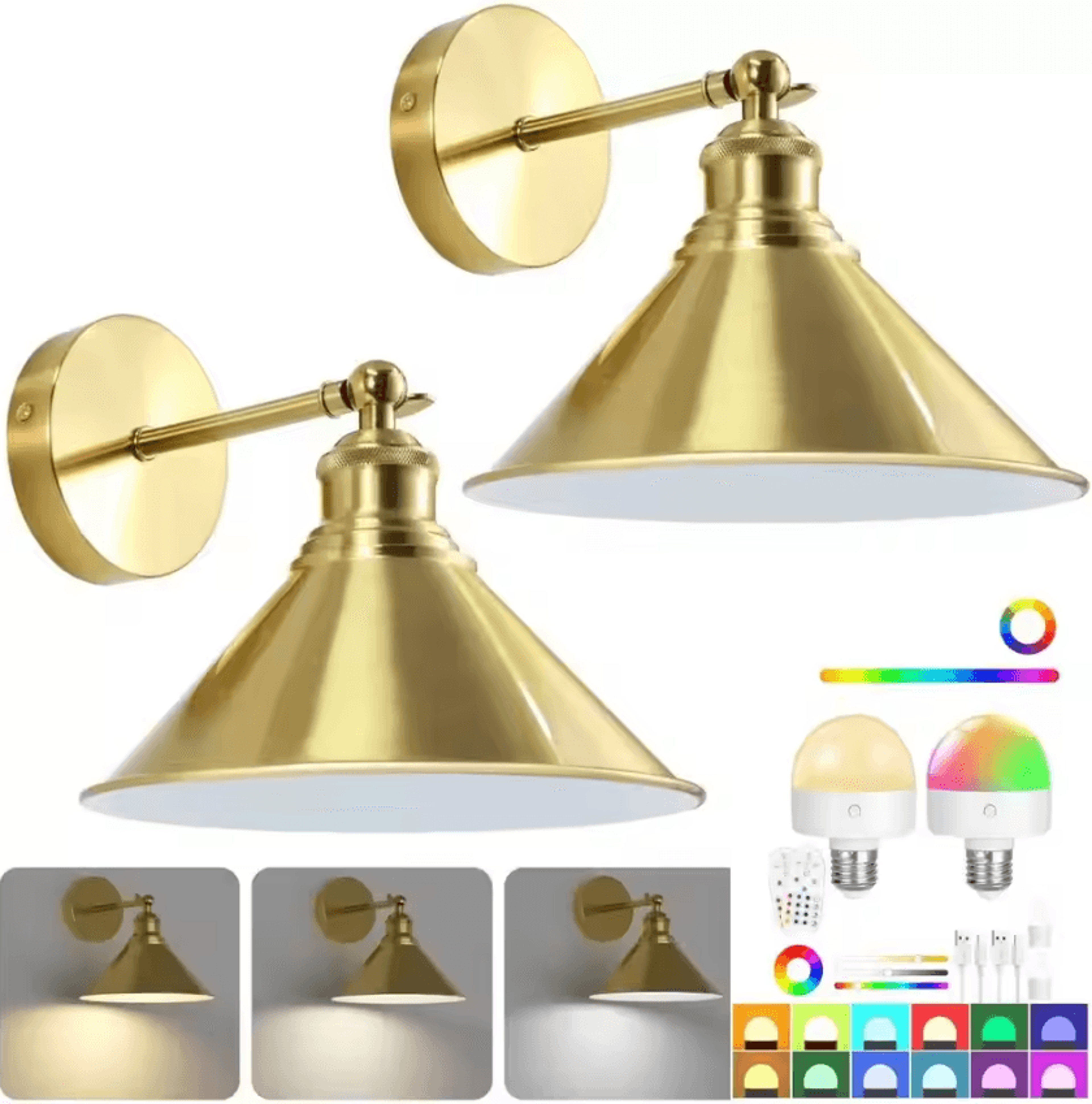 Wireless Rechargeable RGB Wall Sconce With Remote 7