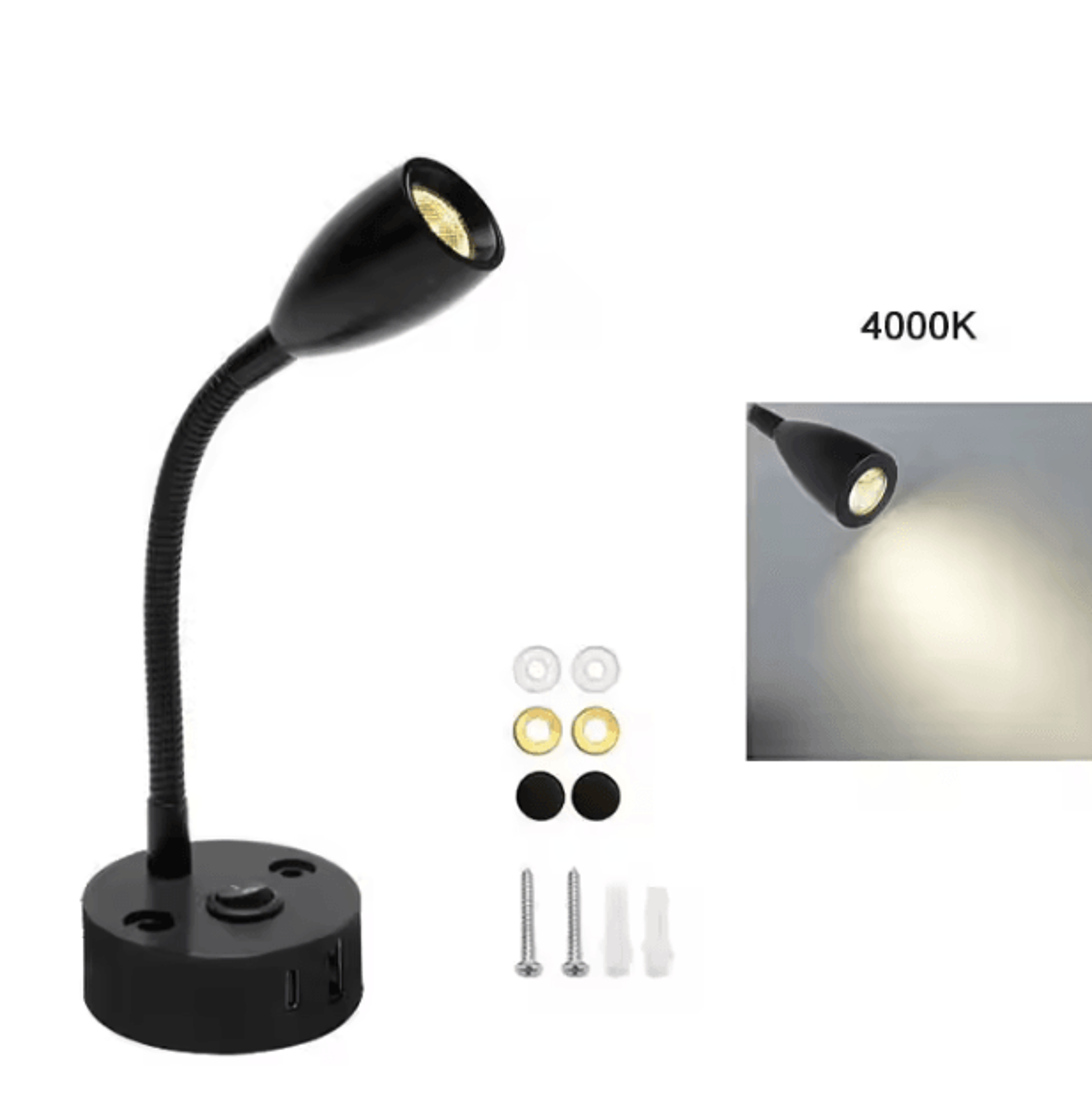 12V 24V Flexible Gooseneck RV Reading Light With USB C 7