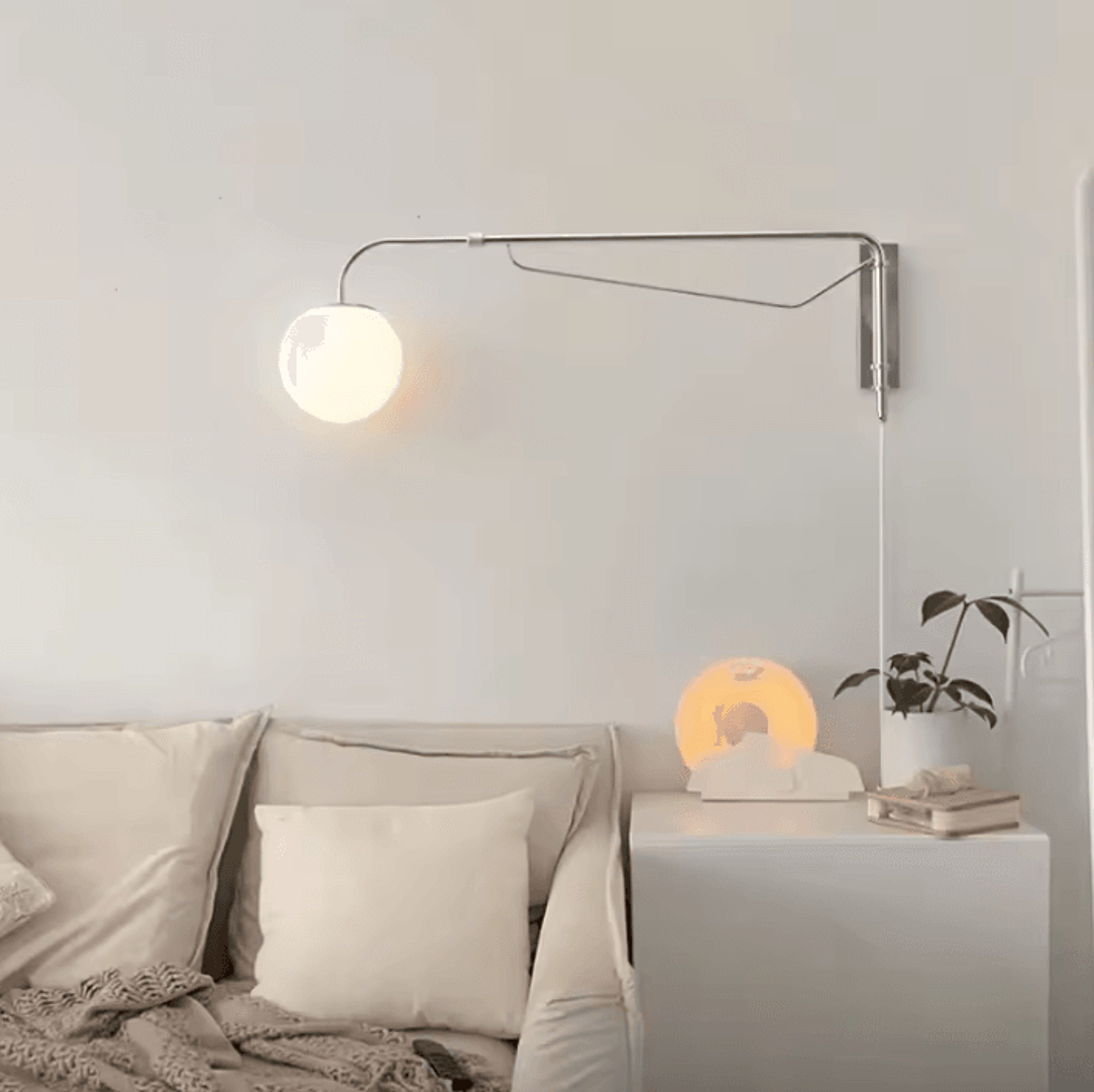 Modern Chrome Retractable Long Arm E27 Wall Lamp 0