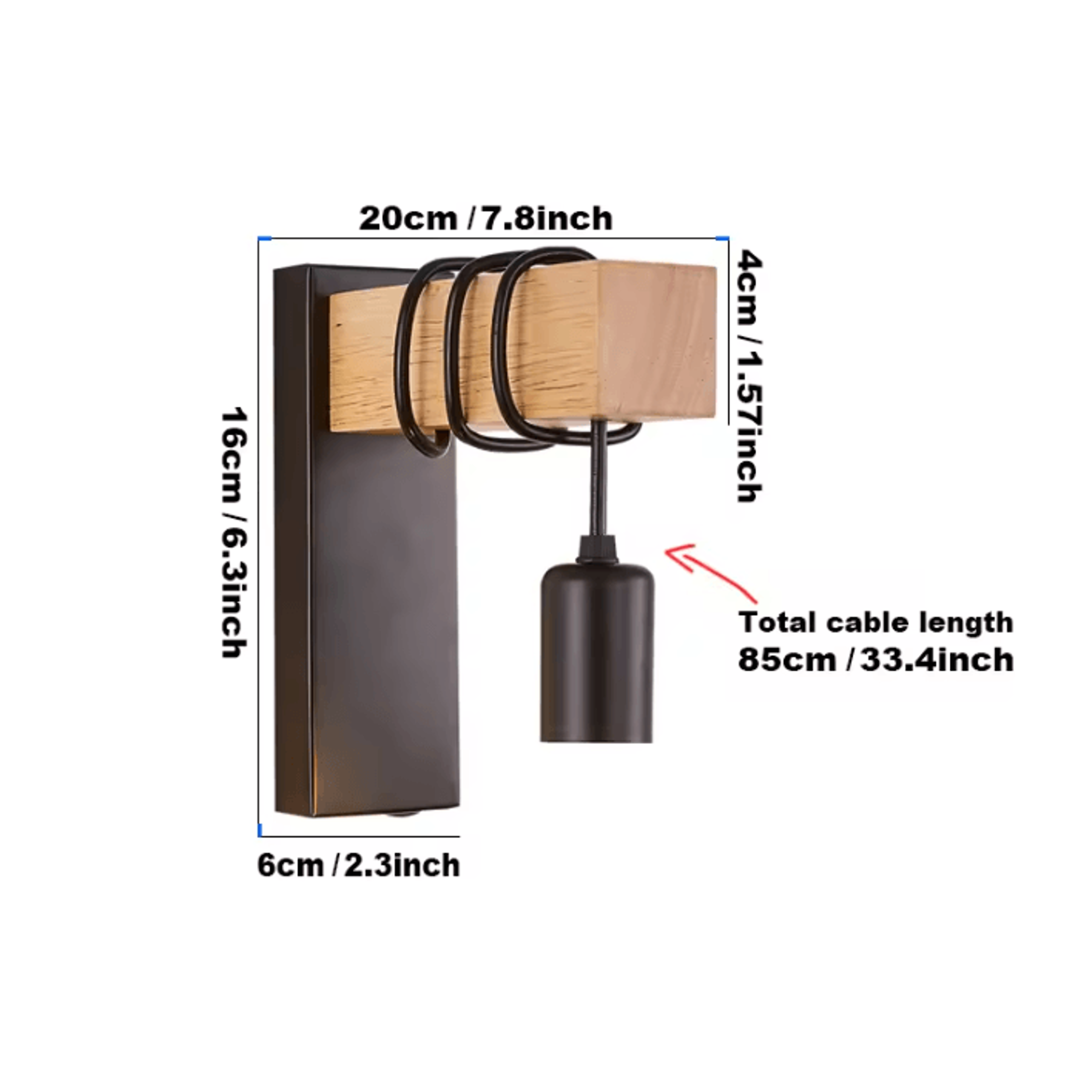 Retro Wood Industrial E27 Wall Sconce 3