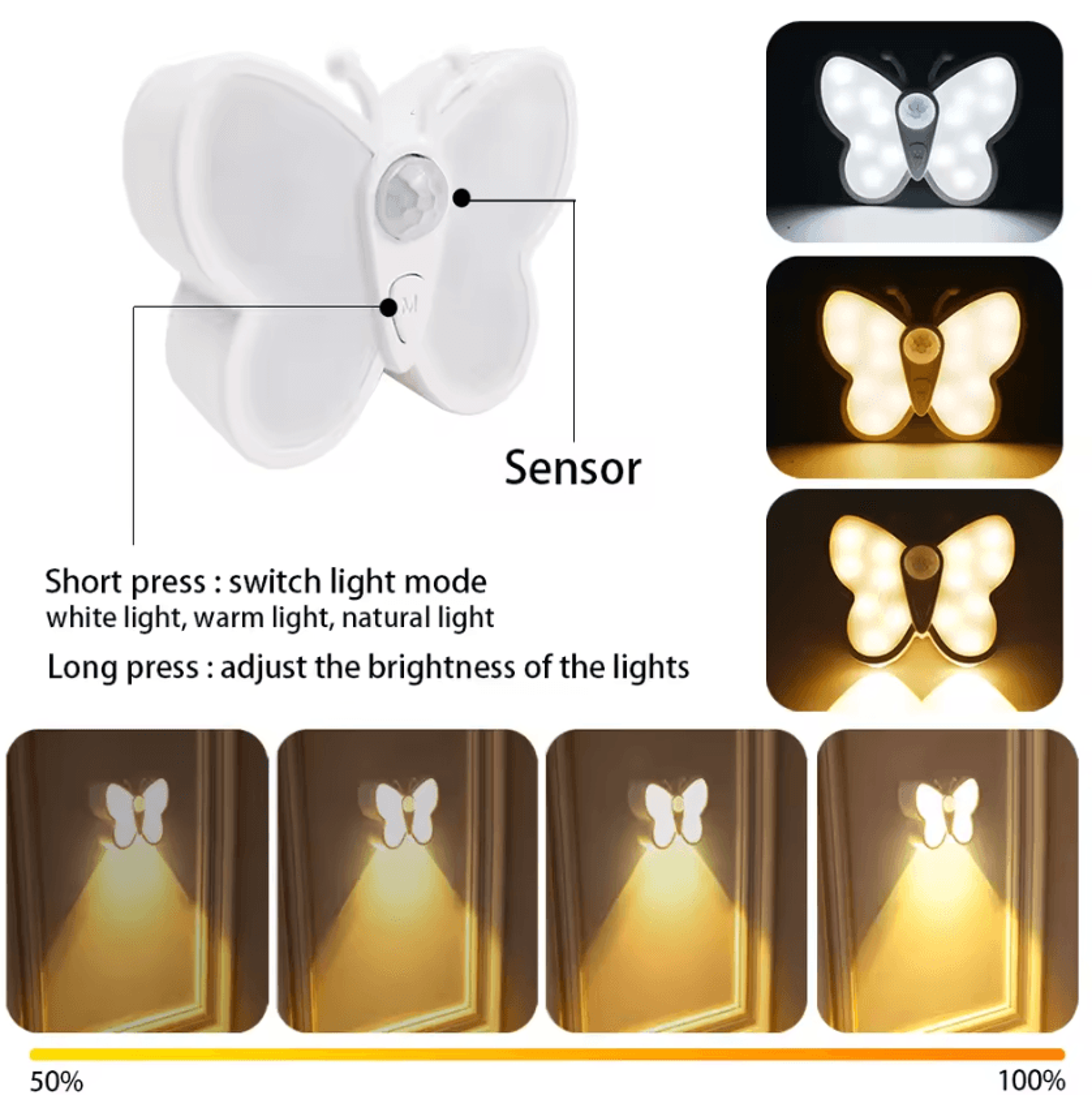 Rechargeable Butterfly Motion Sensor LED Night Light 1