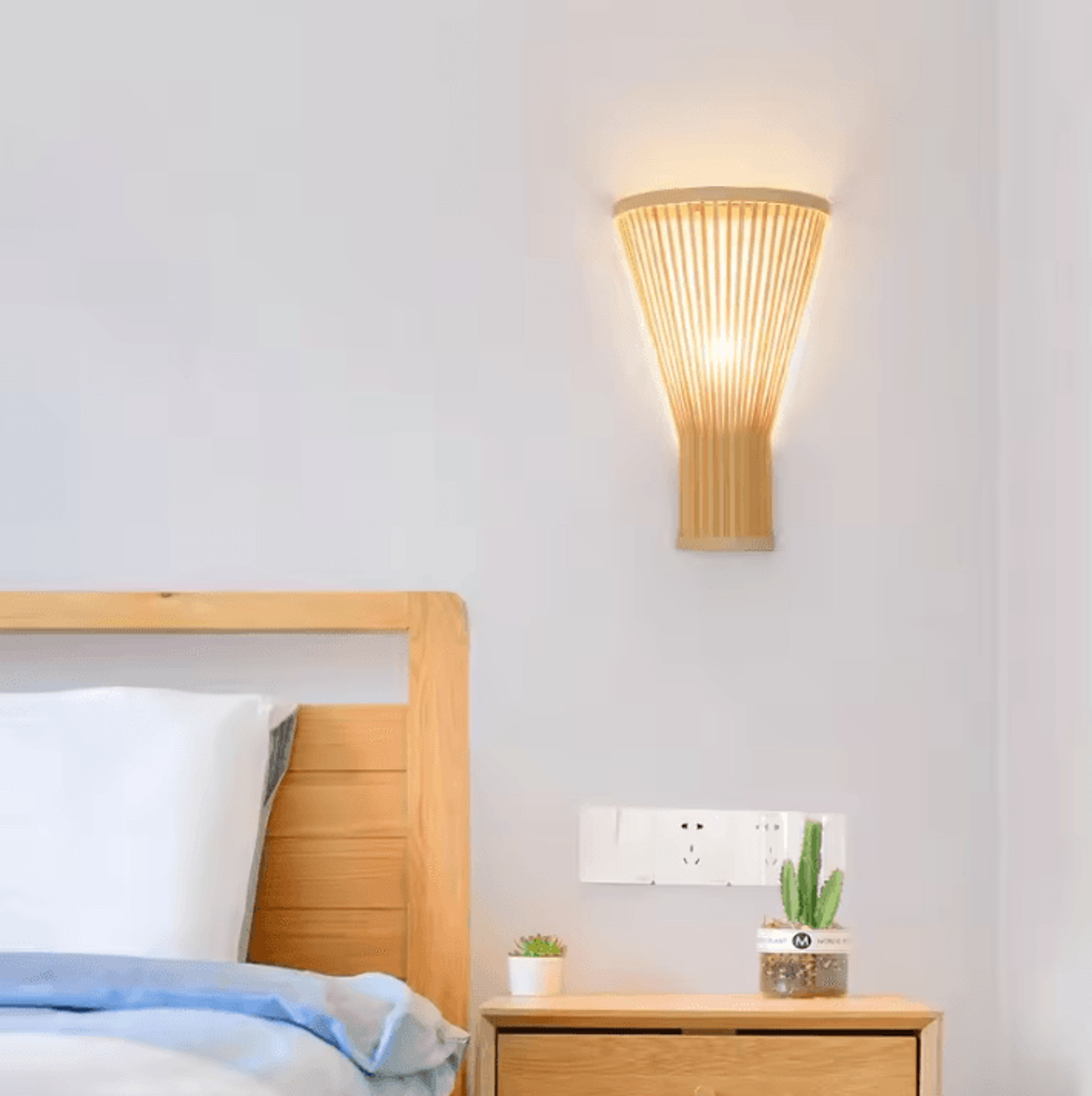 Handwoven Bamboo Art Wall Sconce 2