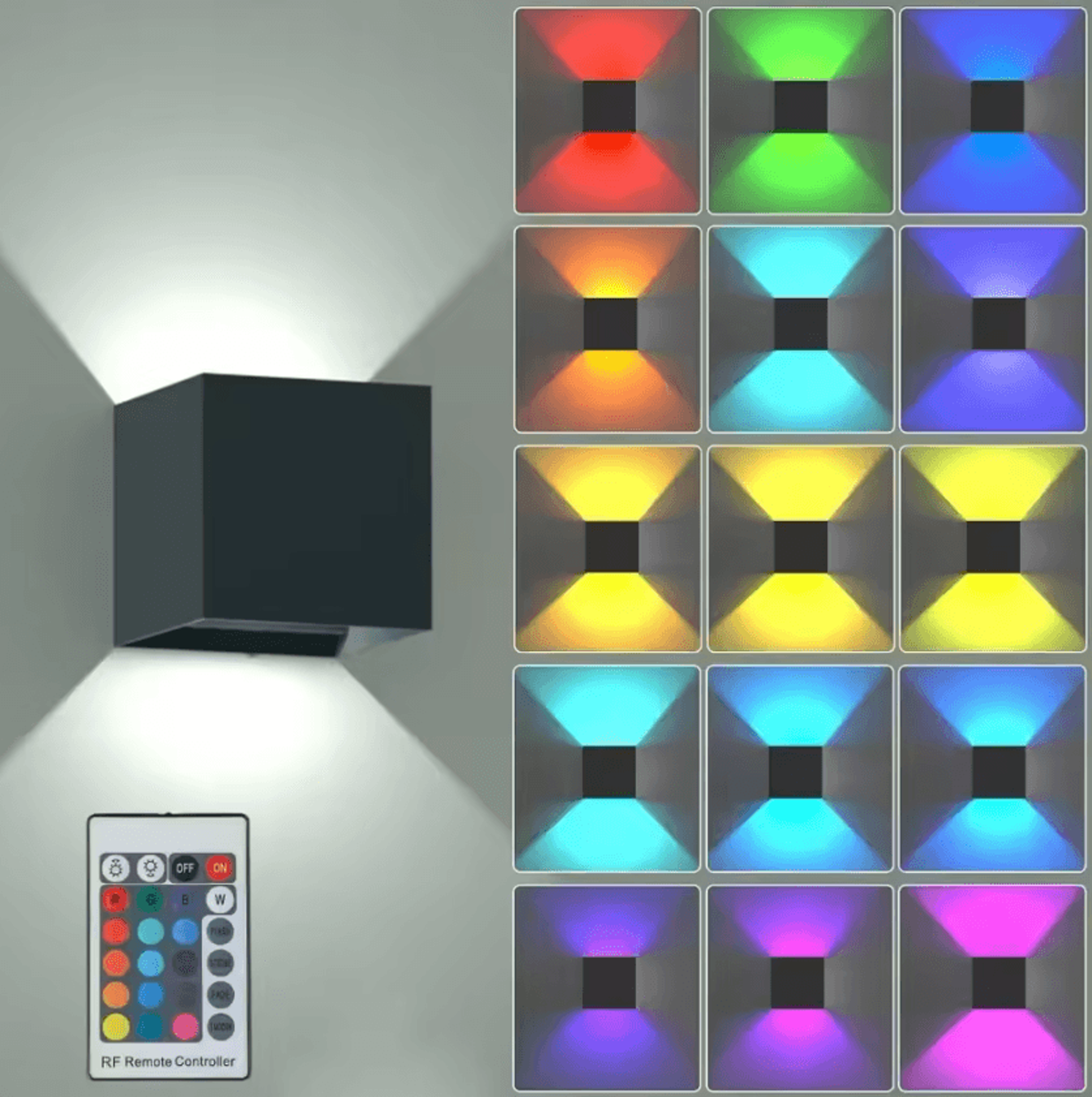 3W RGB Remote Control Up Down LED Wall Light 5