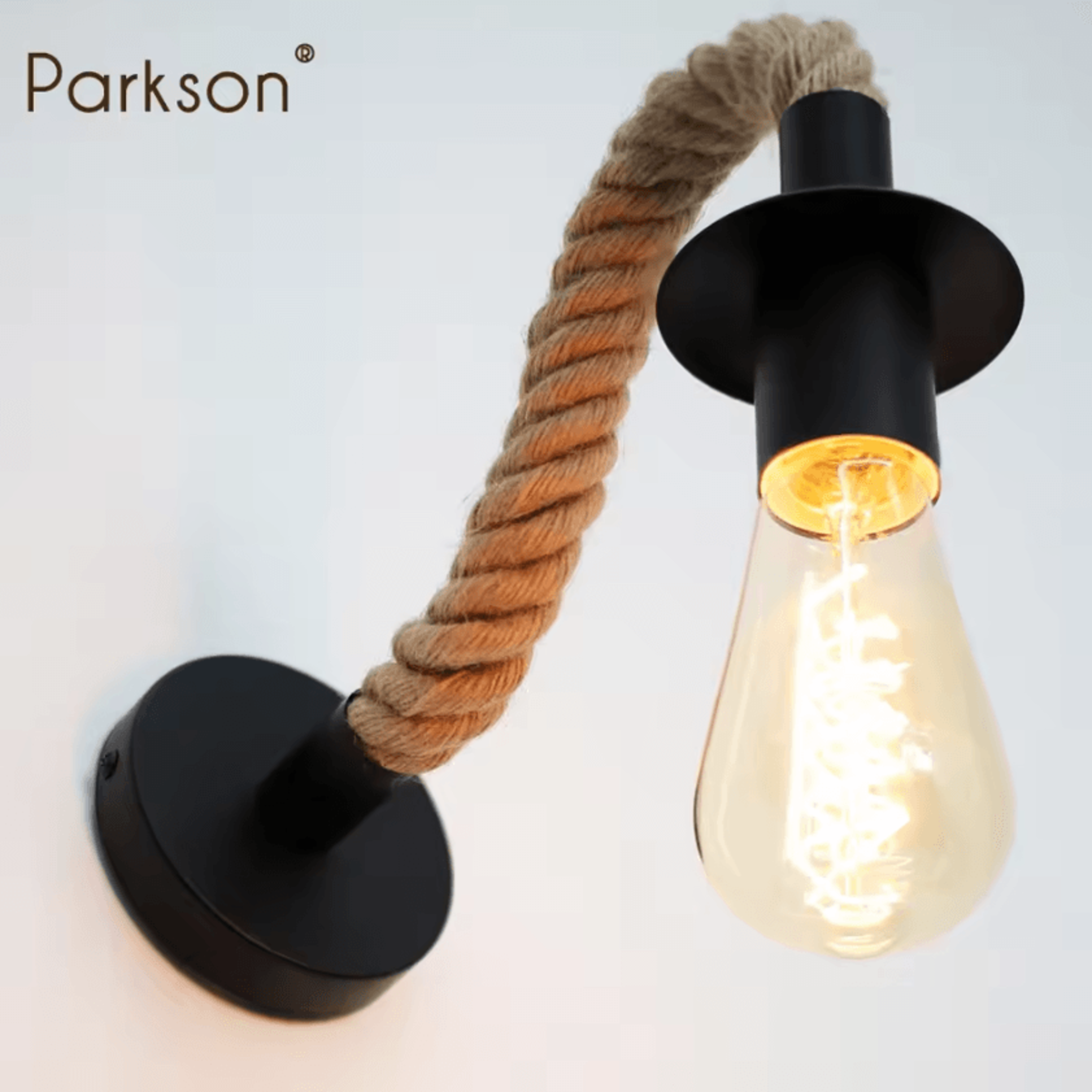 Vintage Wood Hemp Rope E27 Wall Sconce 2