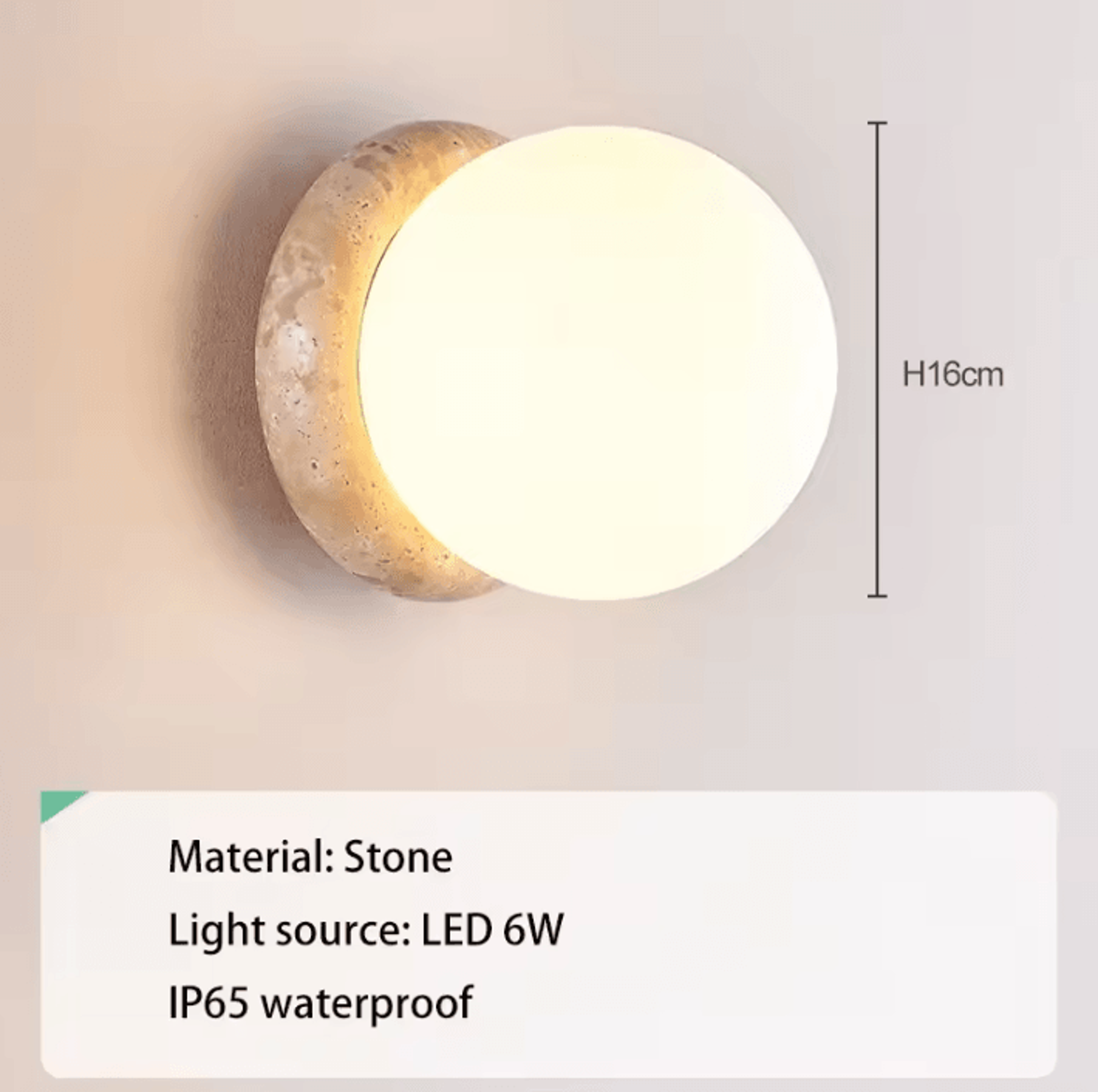 Wabi Sabi Yellow Travertine LED Wall Light 6