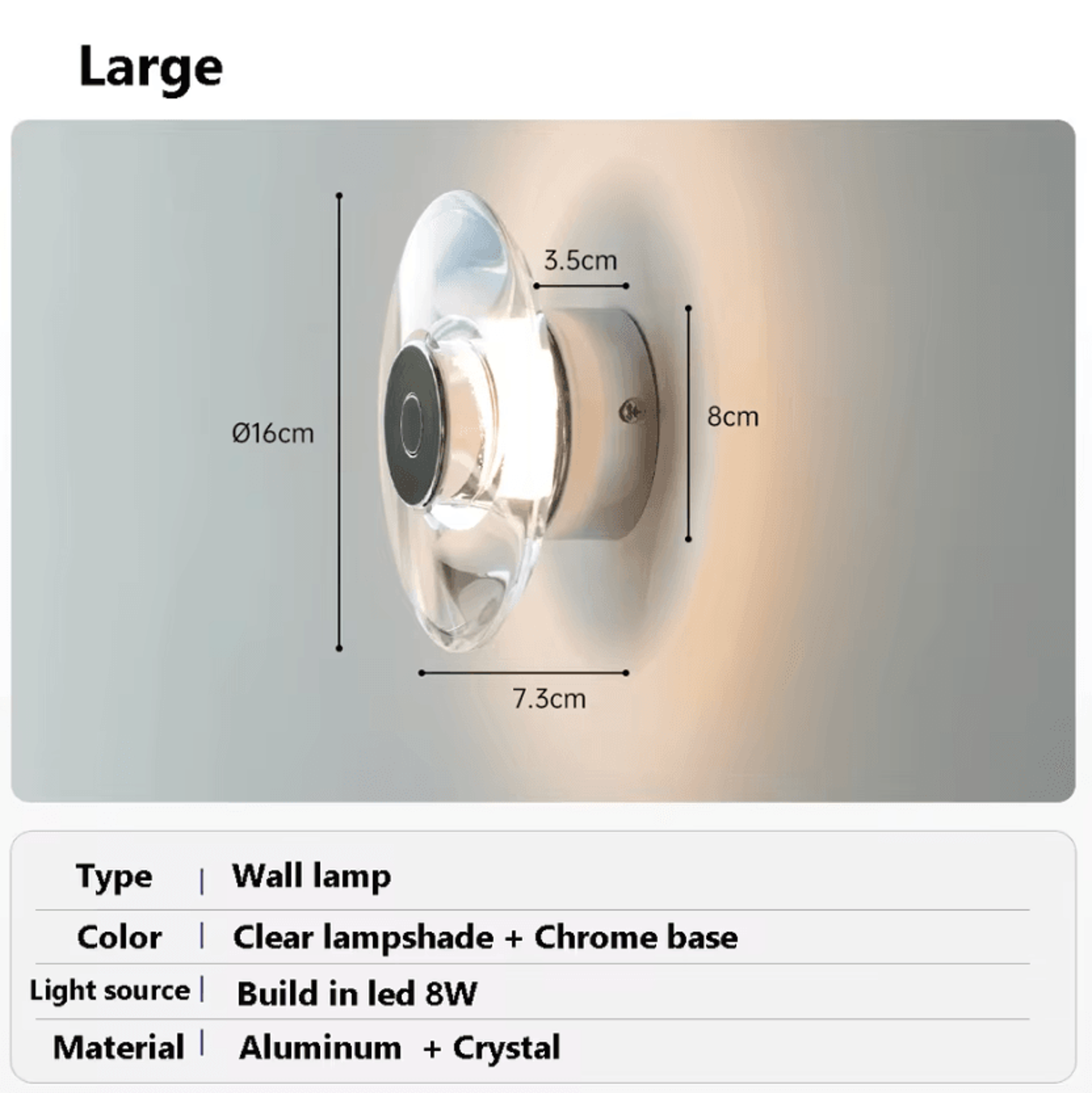 Italian Round Crystal LED Wall Sconce 6