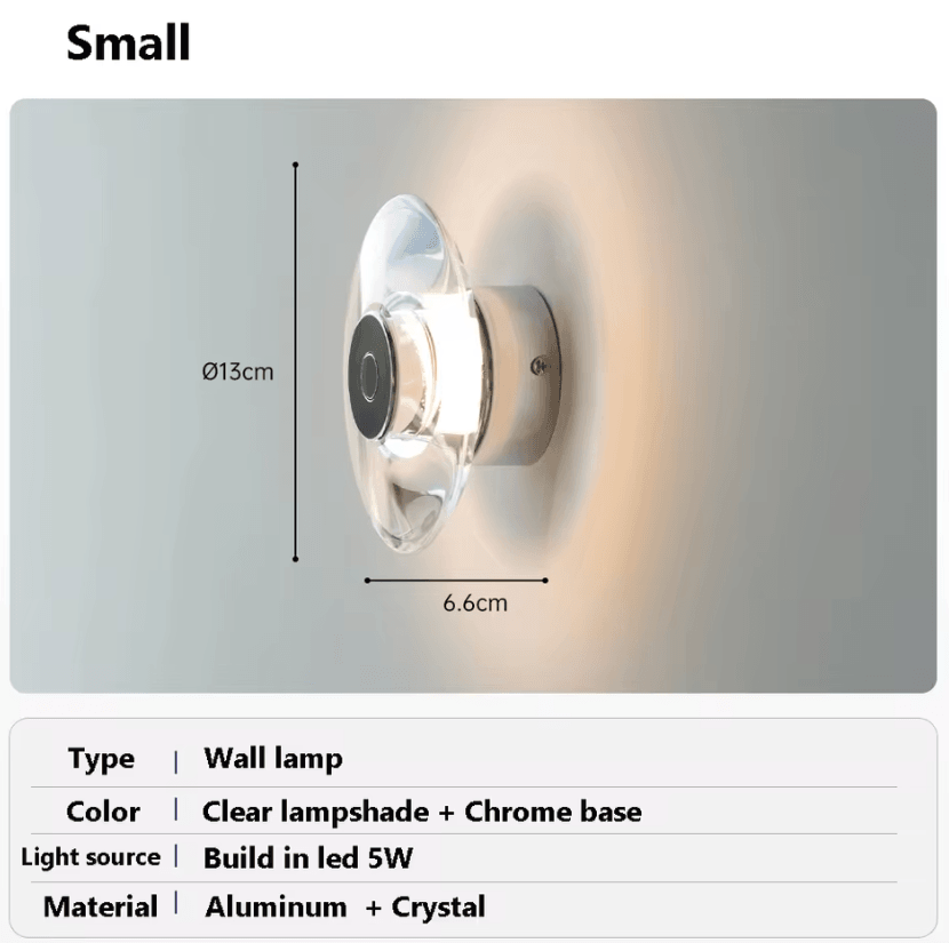 Italian Round Crystal LED Wall Sconce 5