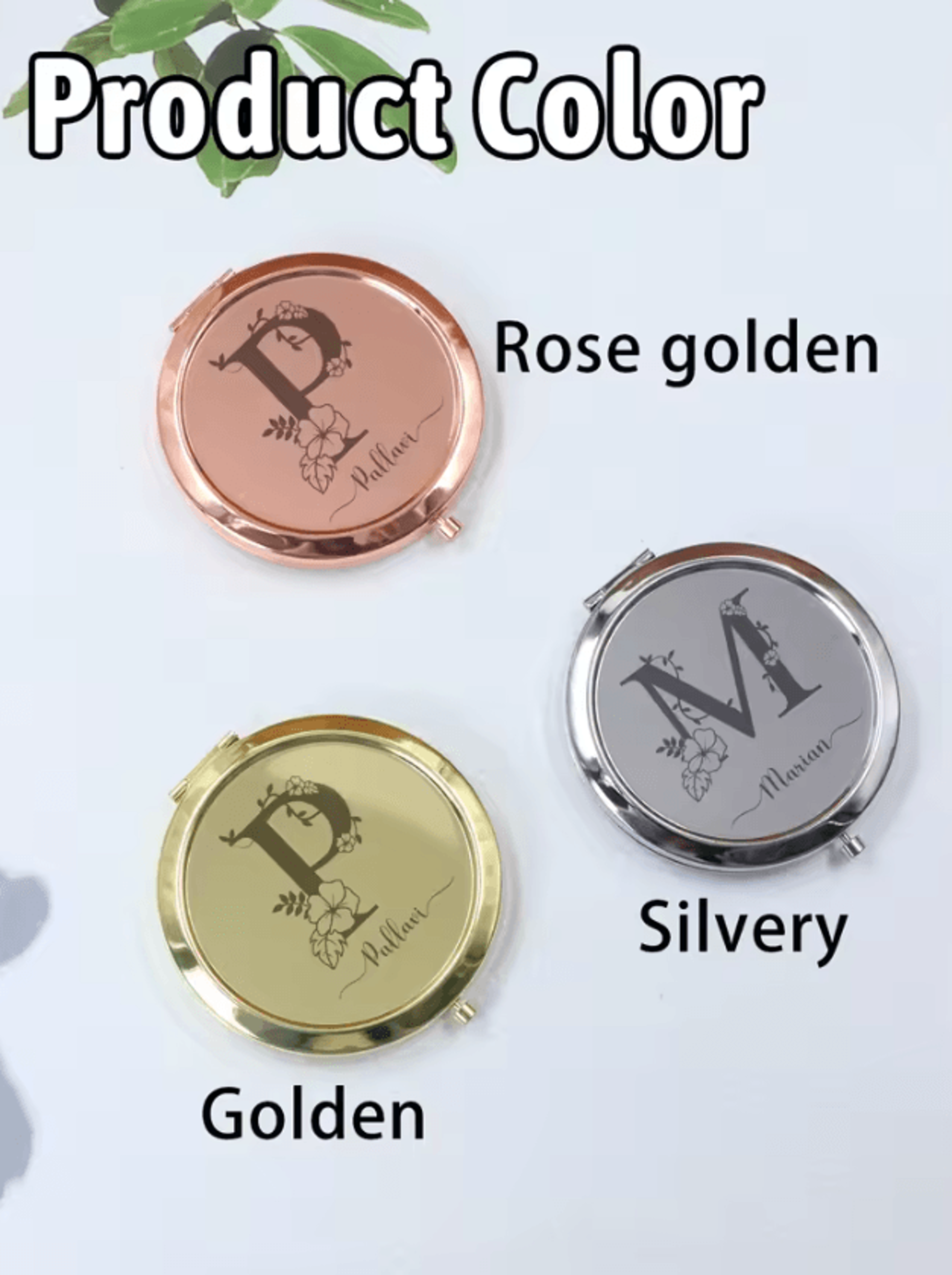 Personalized Name Stainless Steel Pocket Mirror 3