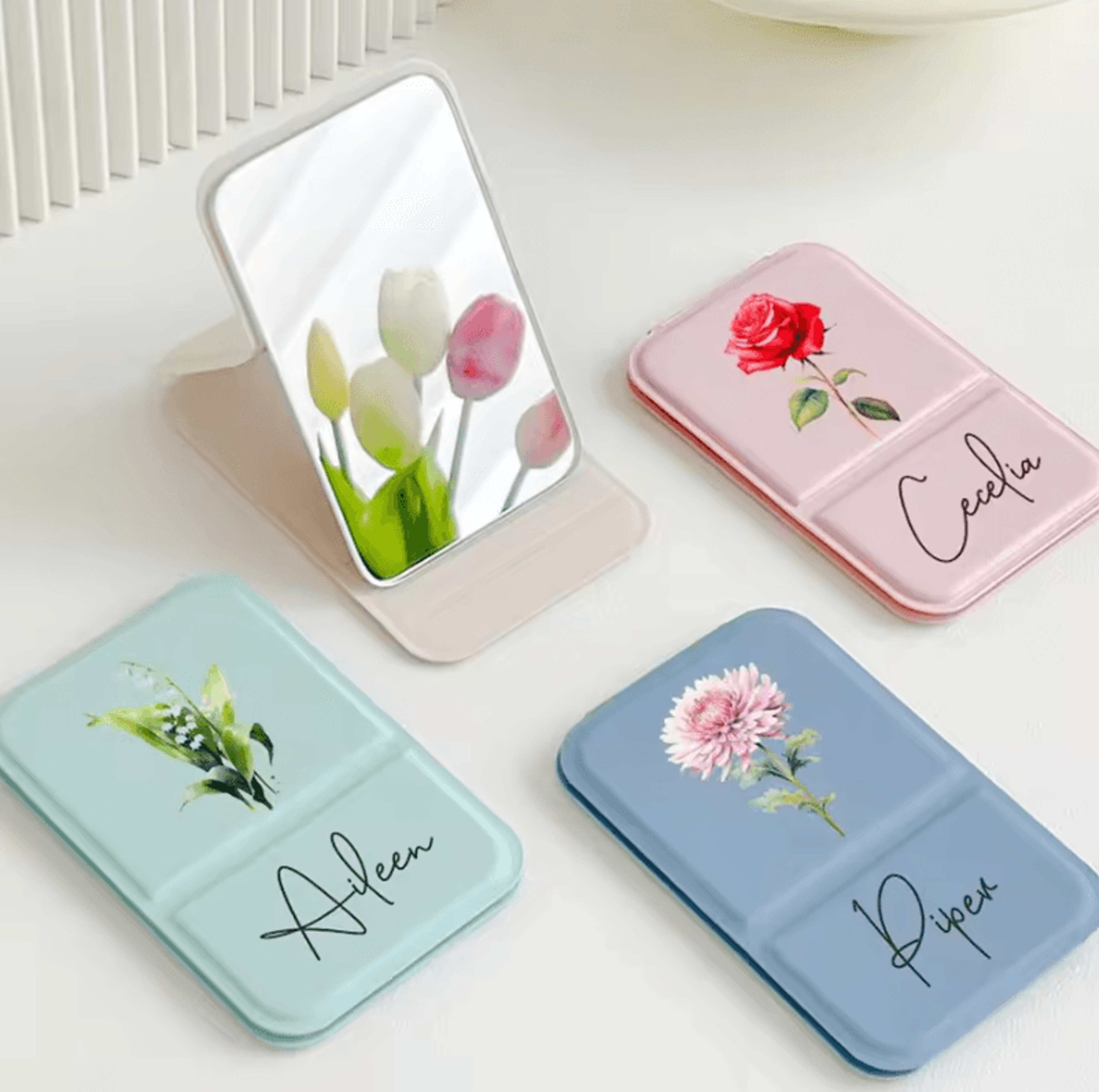 Personalized Folding Desktop Makeup Mirror 3