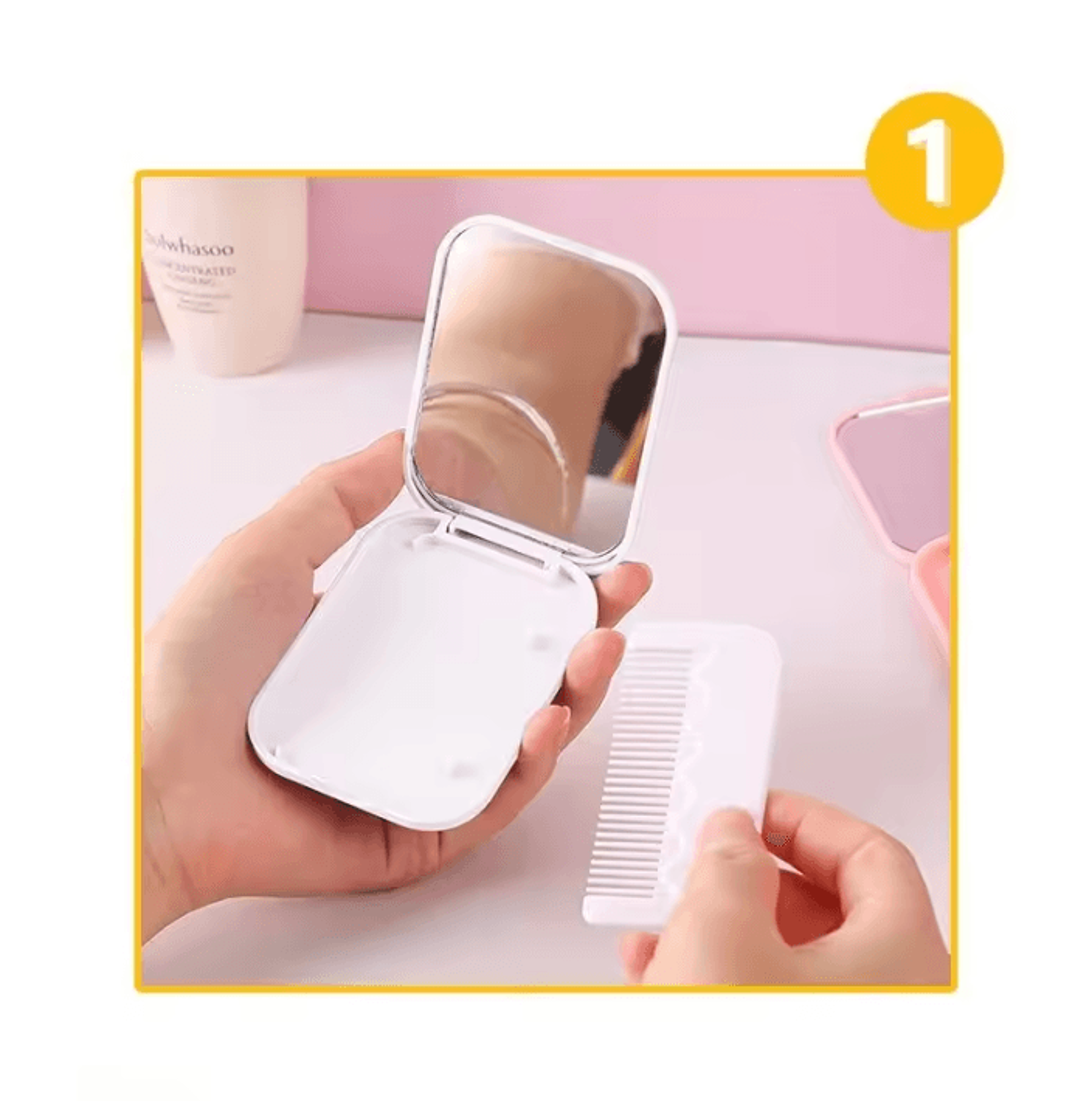 Cute Bear Folding Mirror And Comb Set 1