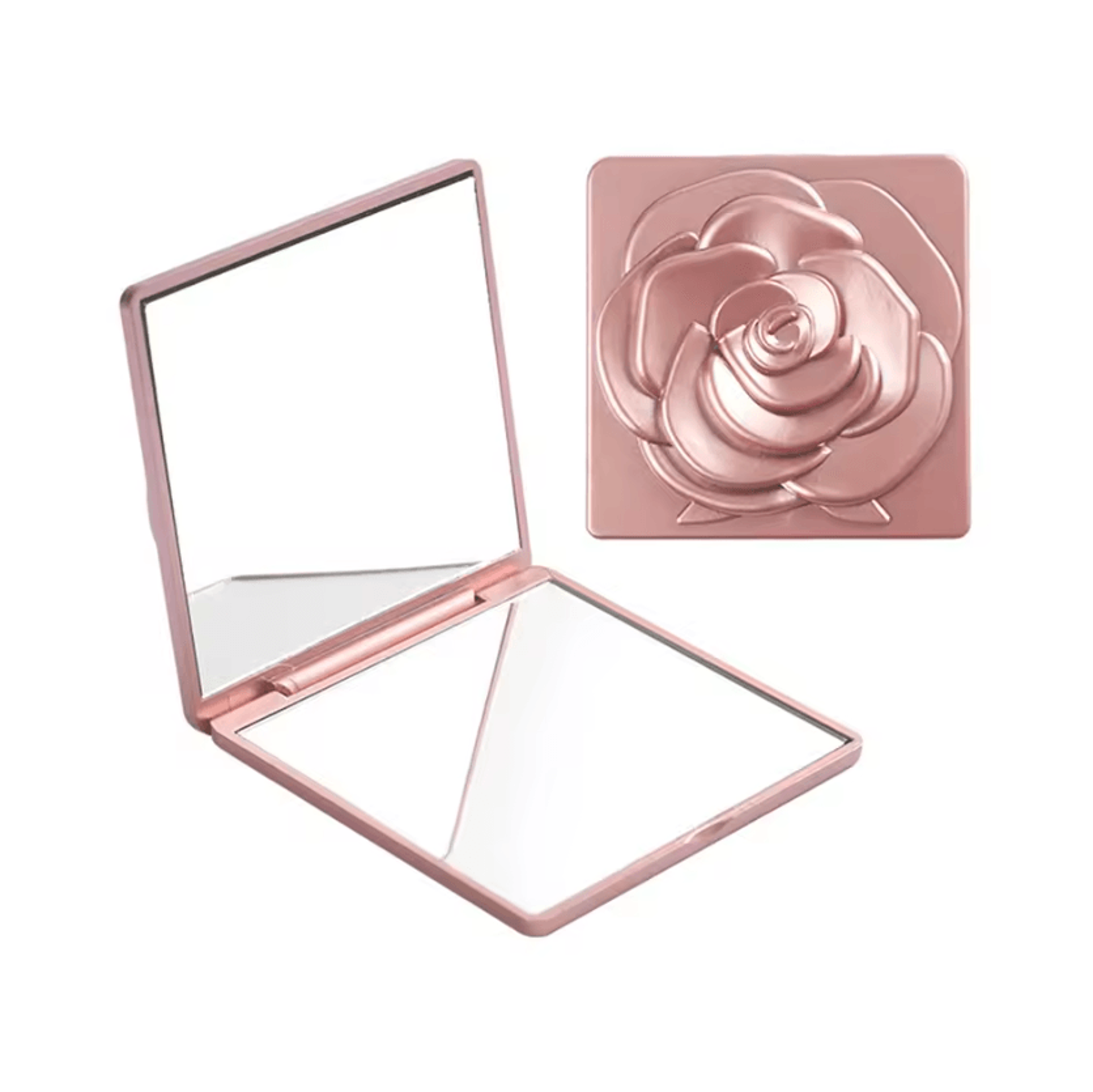 7cm Rose Folding Pocket Makeup Mirror With Storage Bag 3
