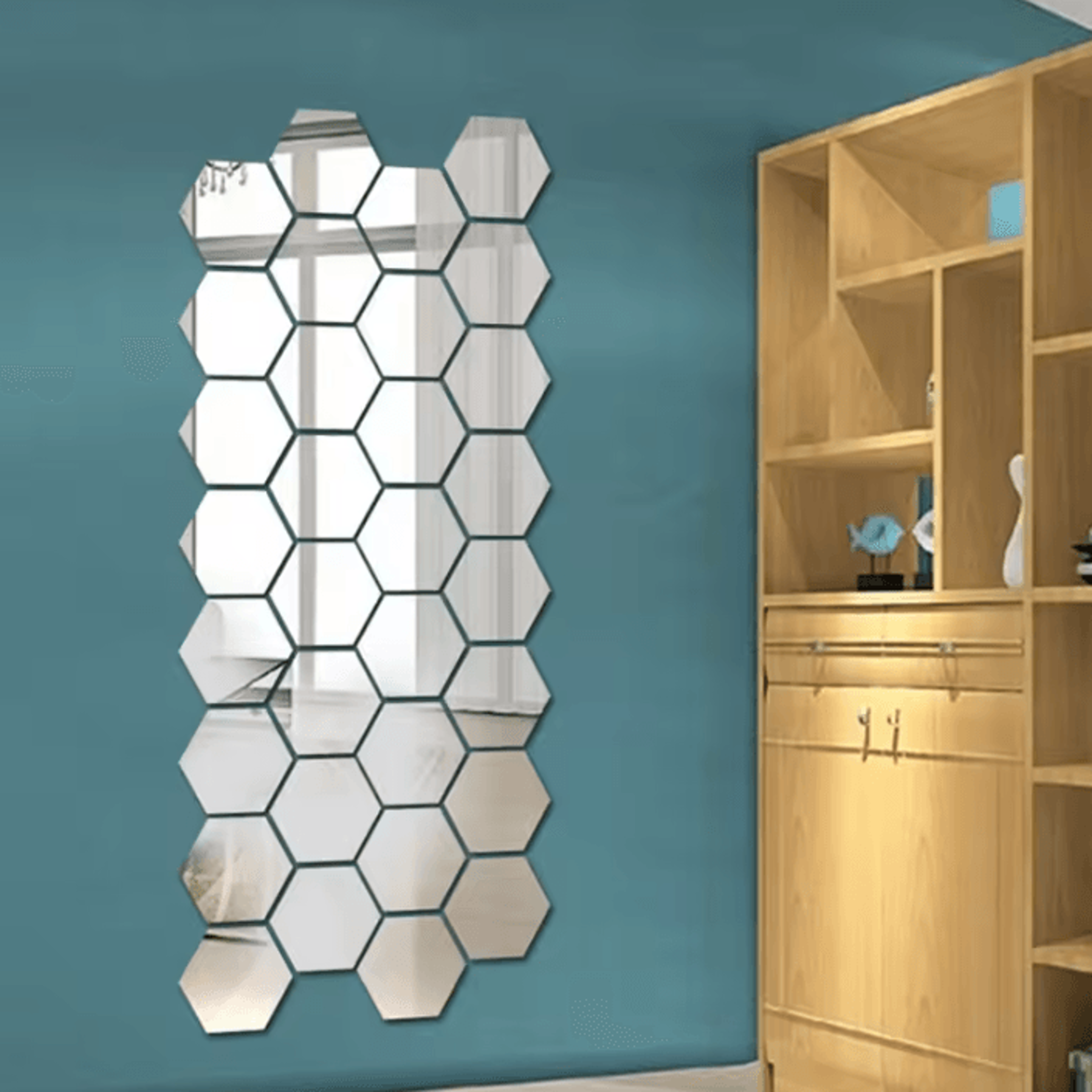 12Pcs Hexagonal 3D Acrylic Mirror Wall Stickers 0