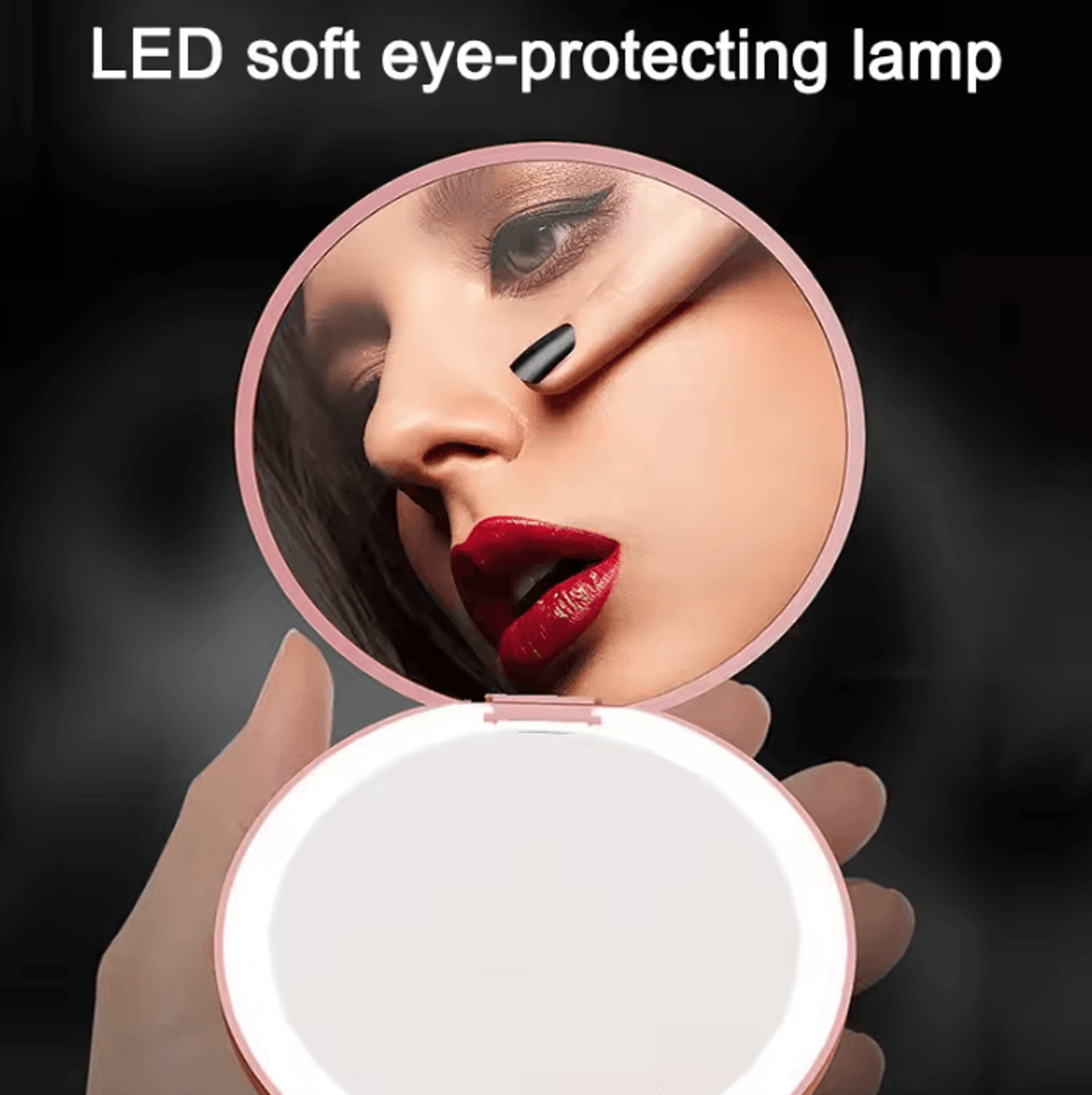 Personalized LED Double Sided Folding Pocket Makeup Mirror 3