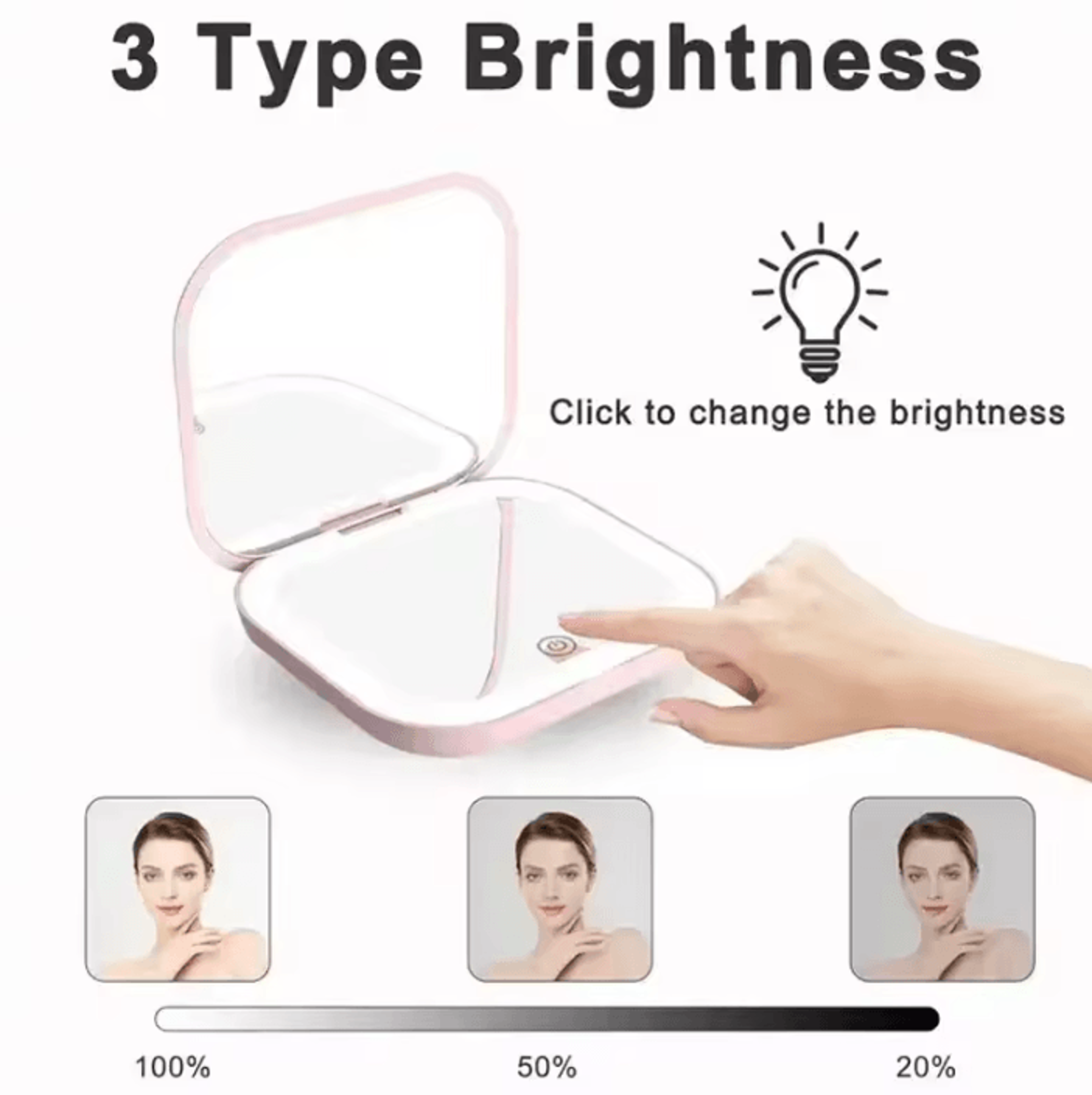 2X Magnifying LED Compact Travel Makeup Mirror 2