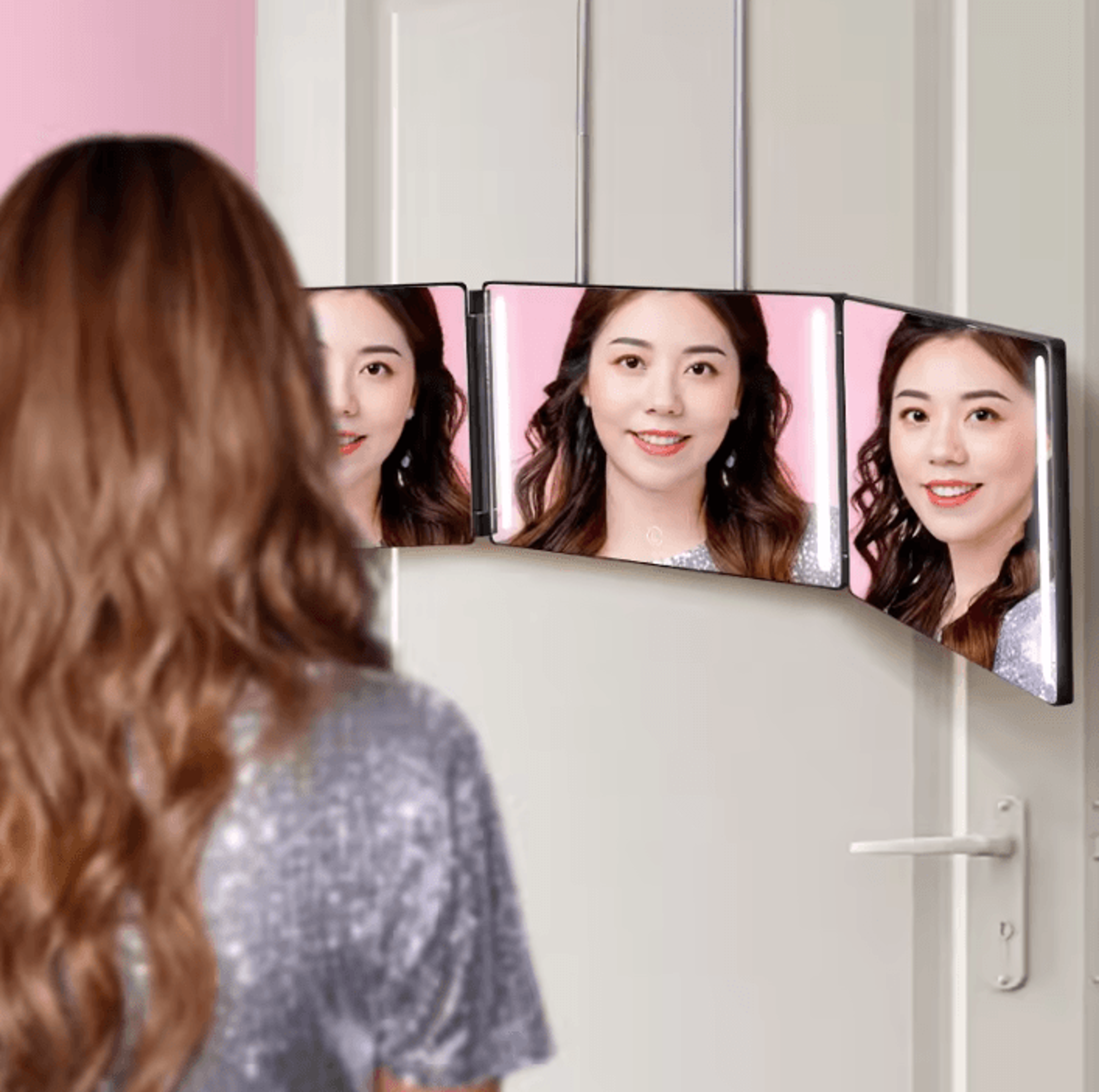 LED 3 Way Hair Cutting Mirror For 360 Degree Self Grooming 2