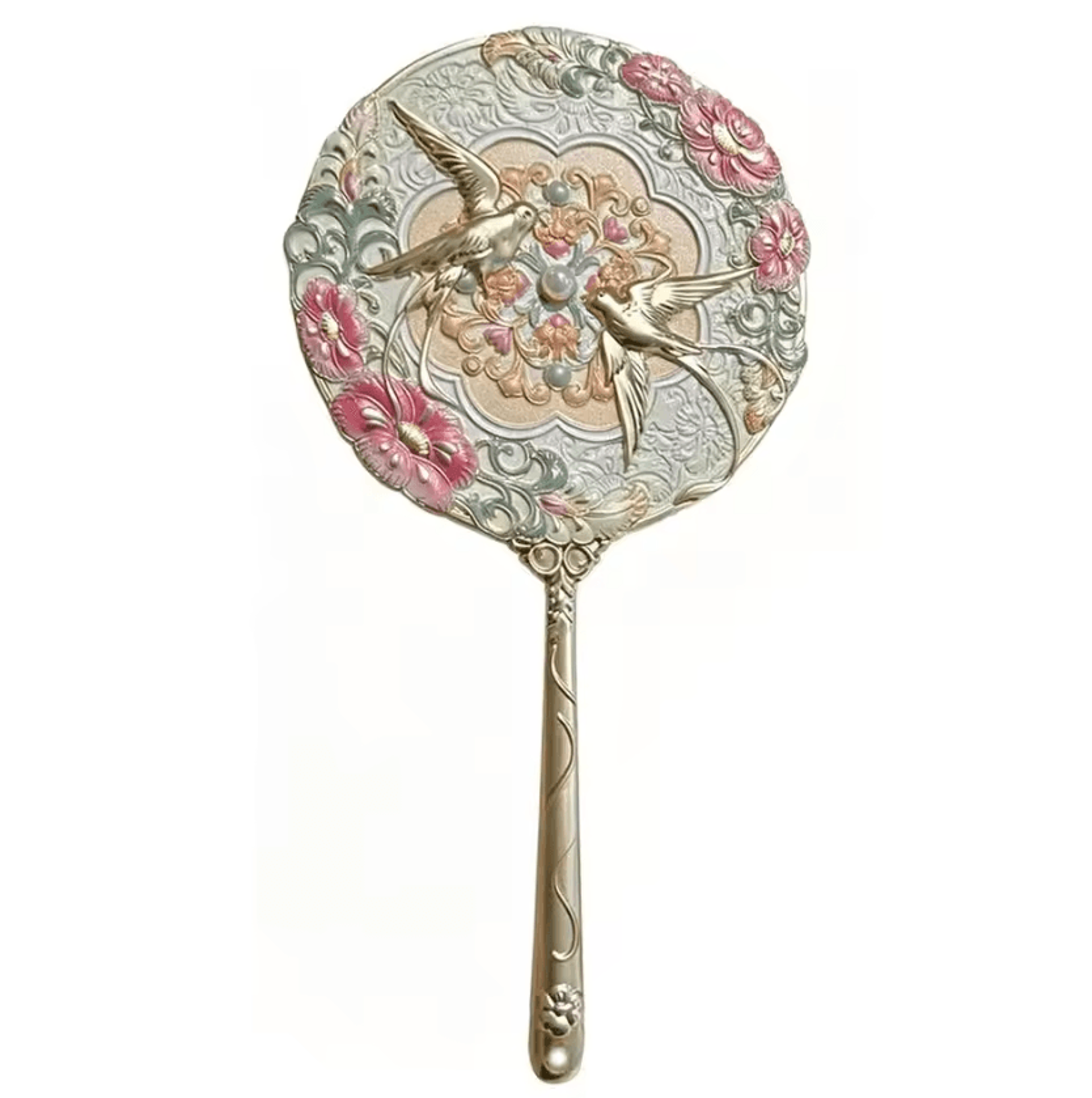 Vintage Chinese Style Princess Handheld Makeup Mirror 4